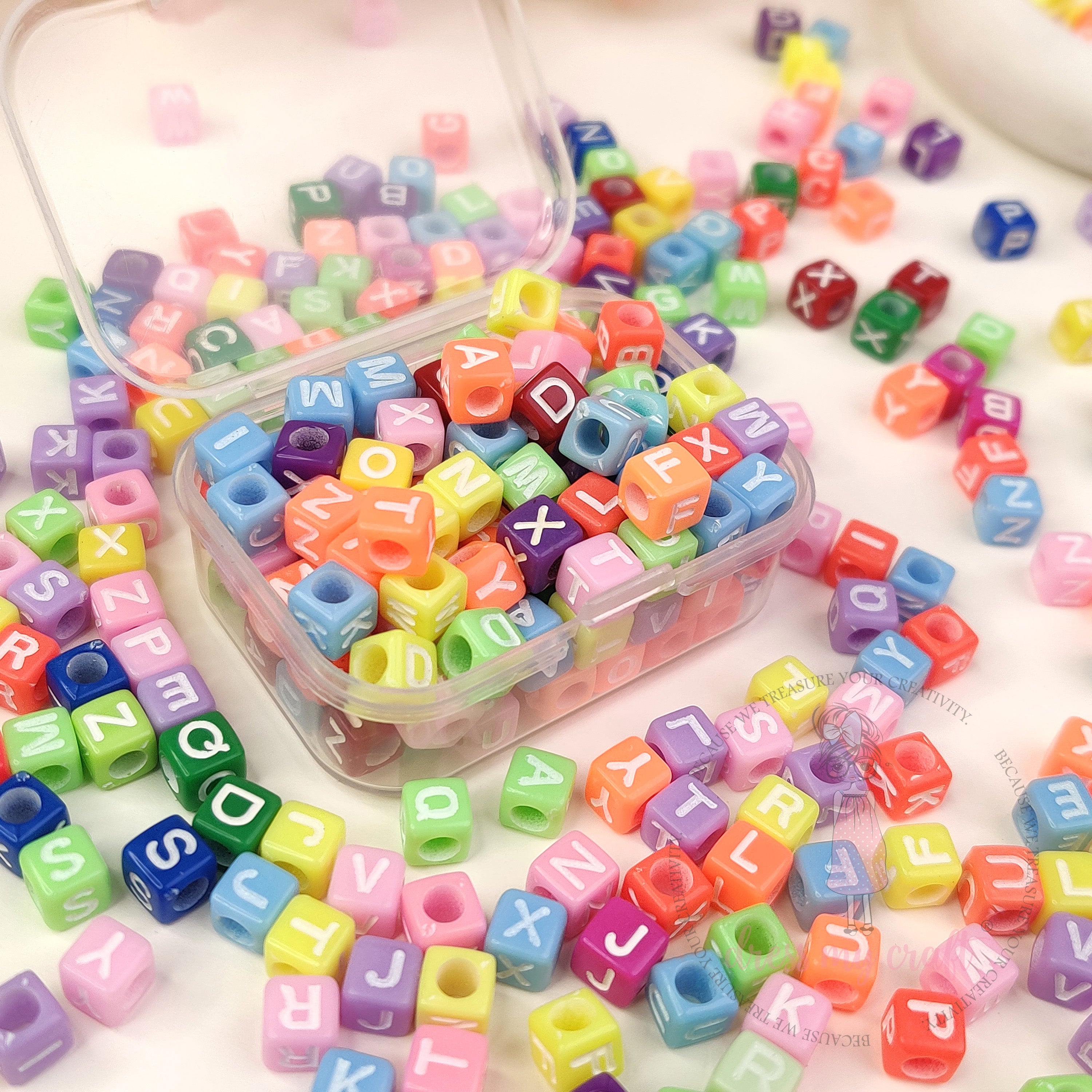Multicolor Cube Alphabet Beads