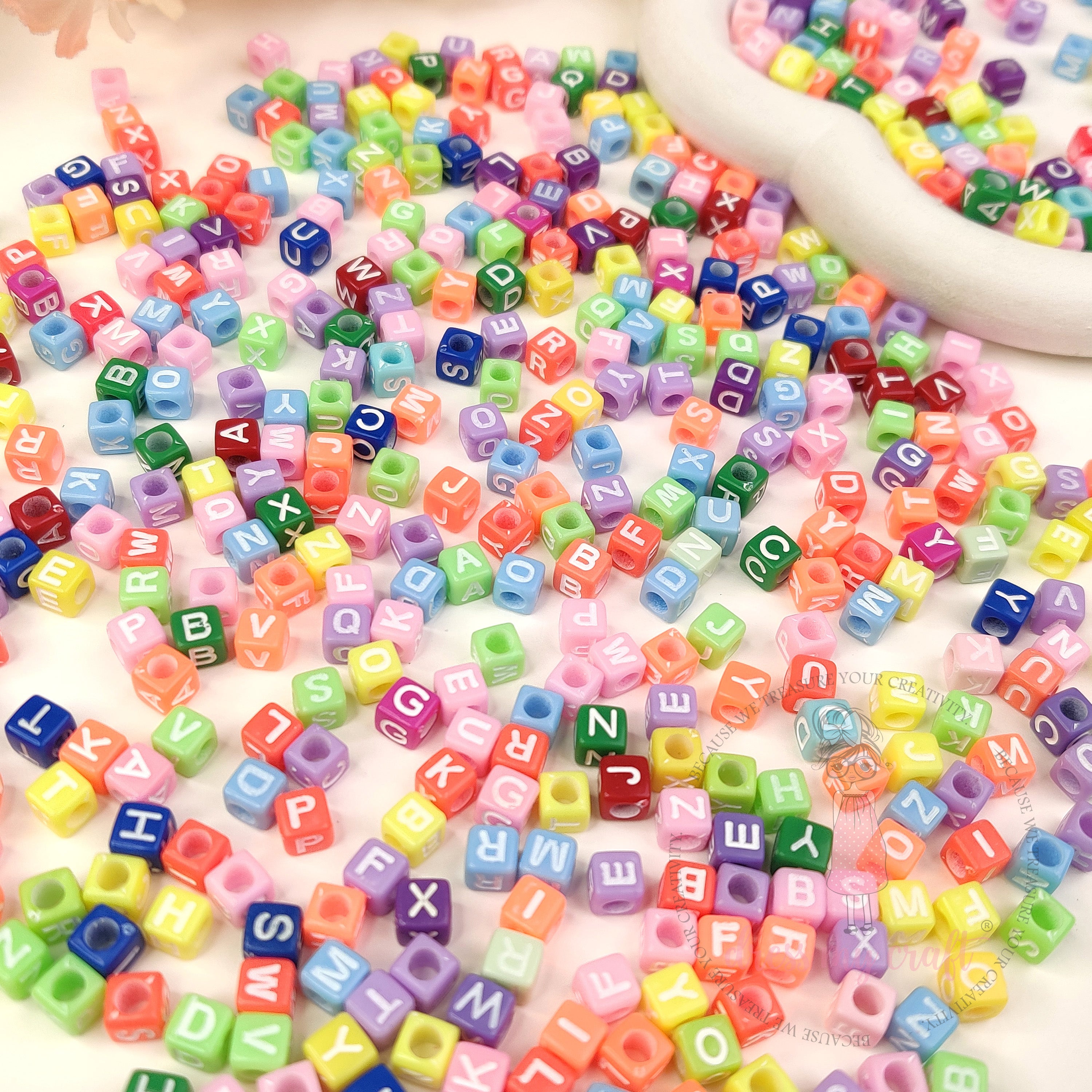 Multicolor Cube Alphabet Beads