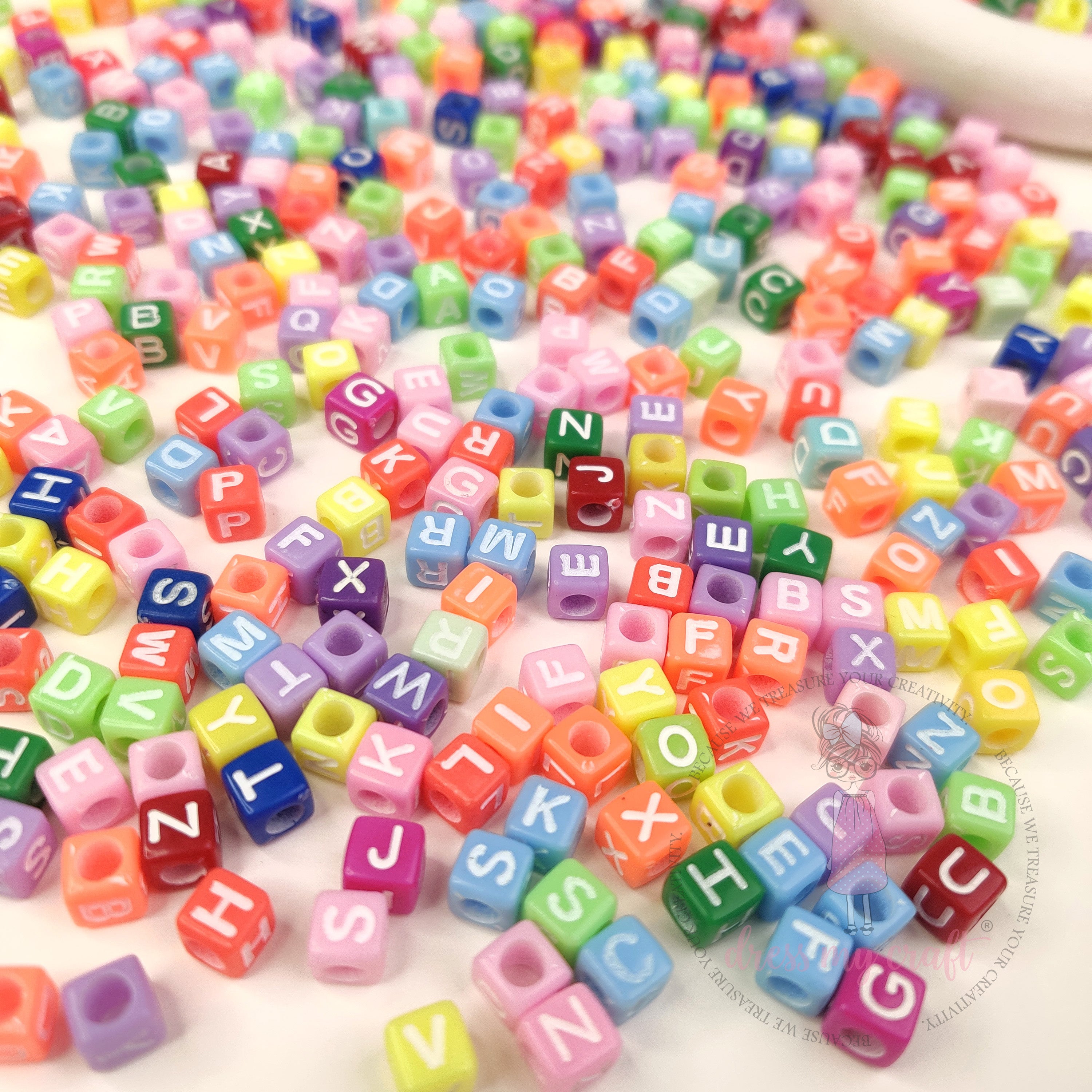 Multicolor Cube Alphabet Beads