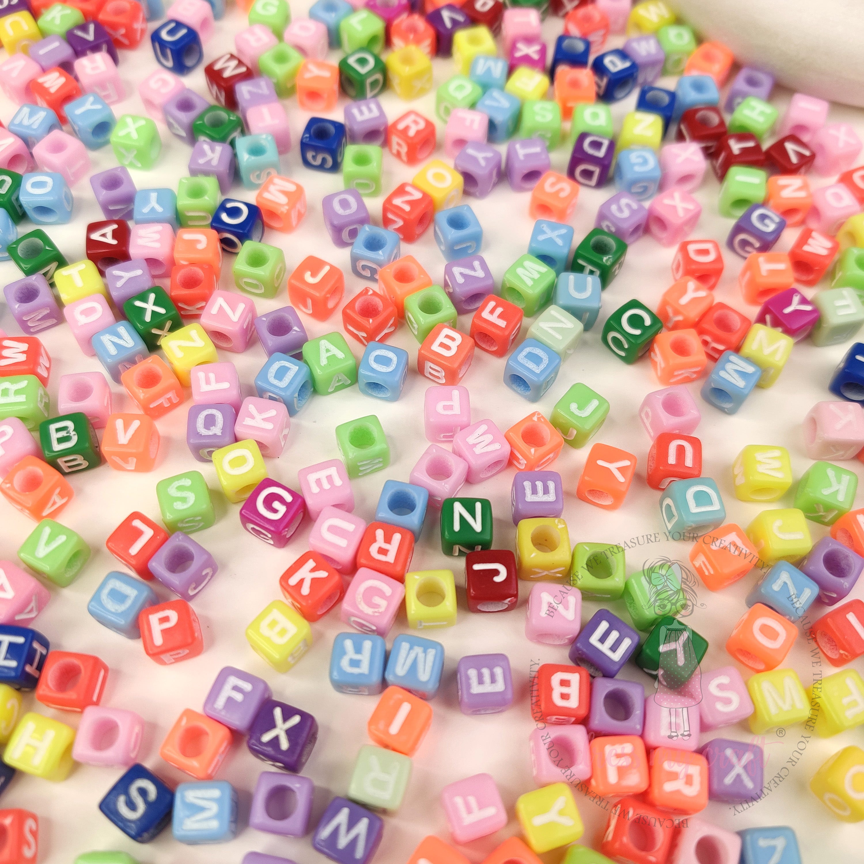 Multicolor Cube Alphabet Beads