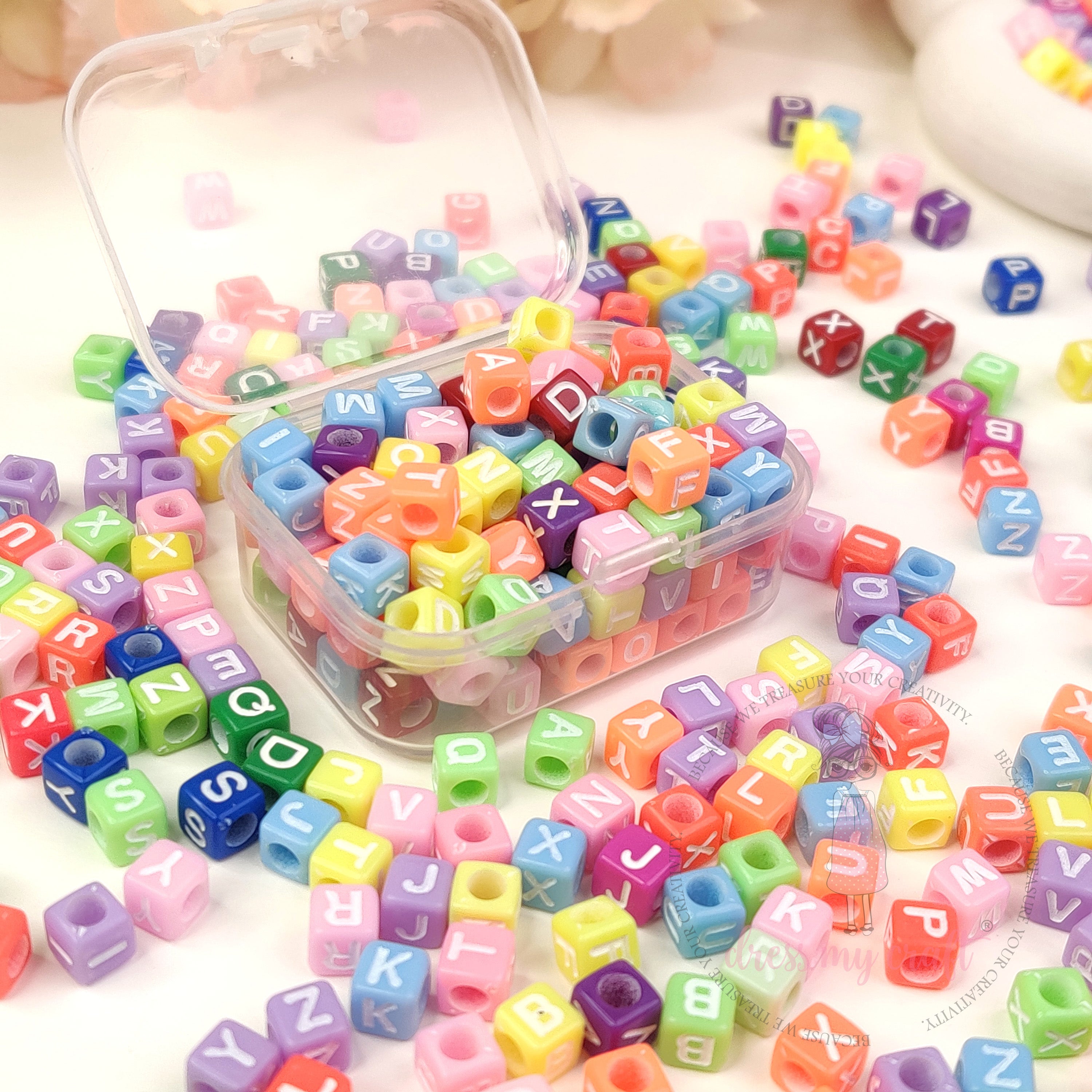 Multicolor Cube Alphabet Beads