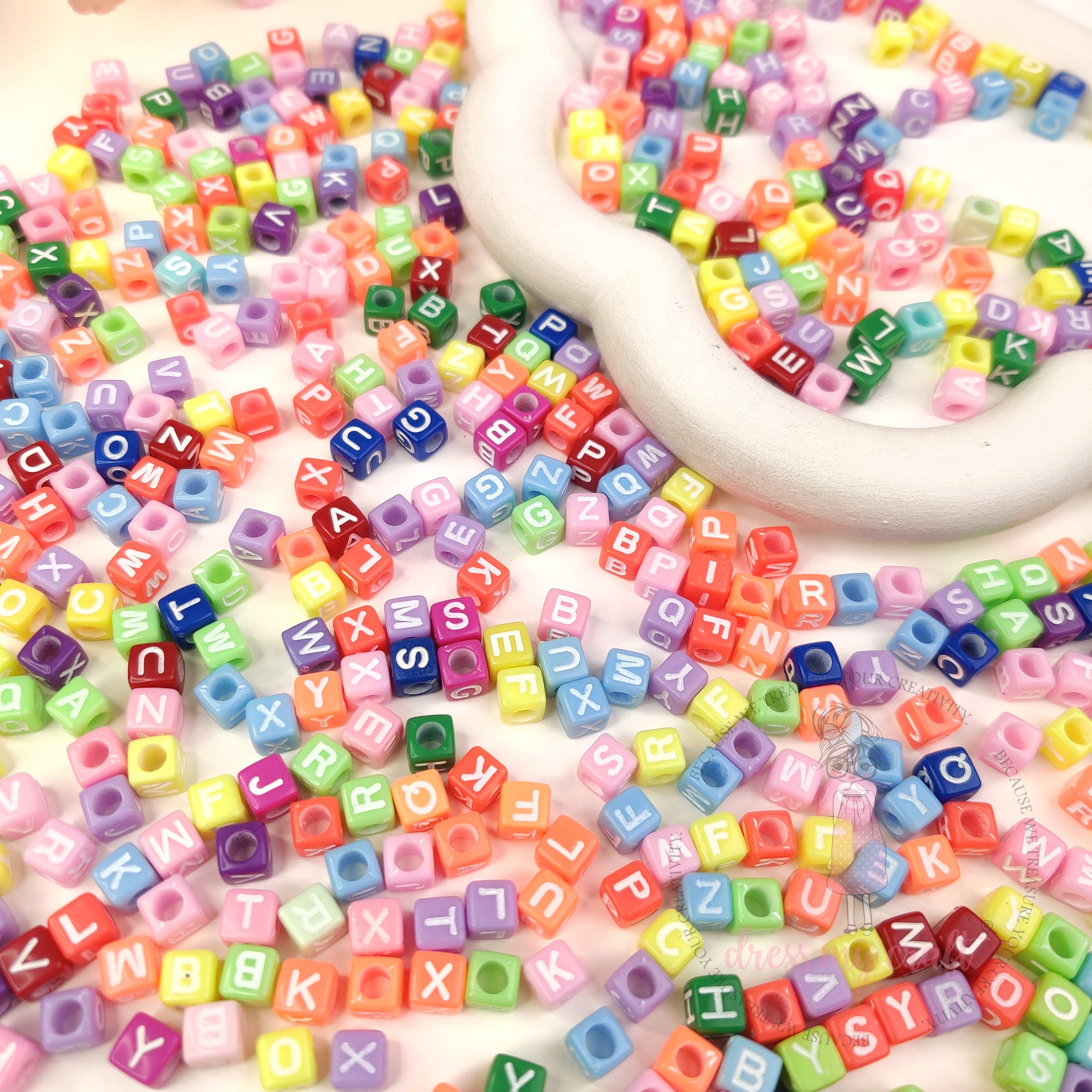 Multicolor Cube Alphabet Beads
