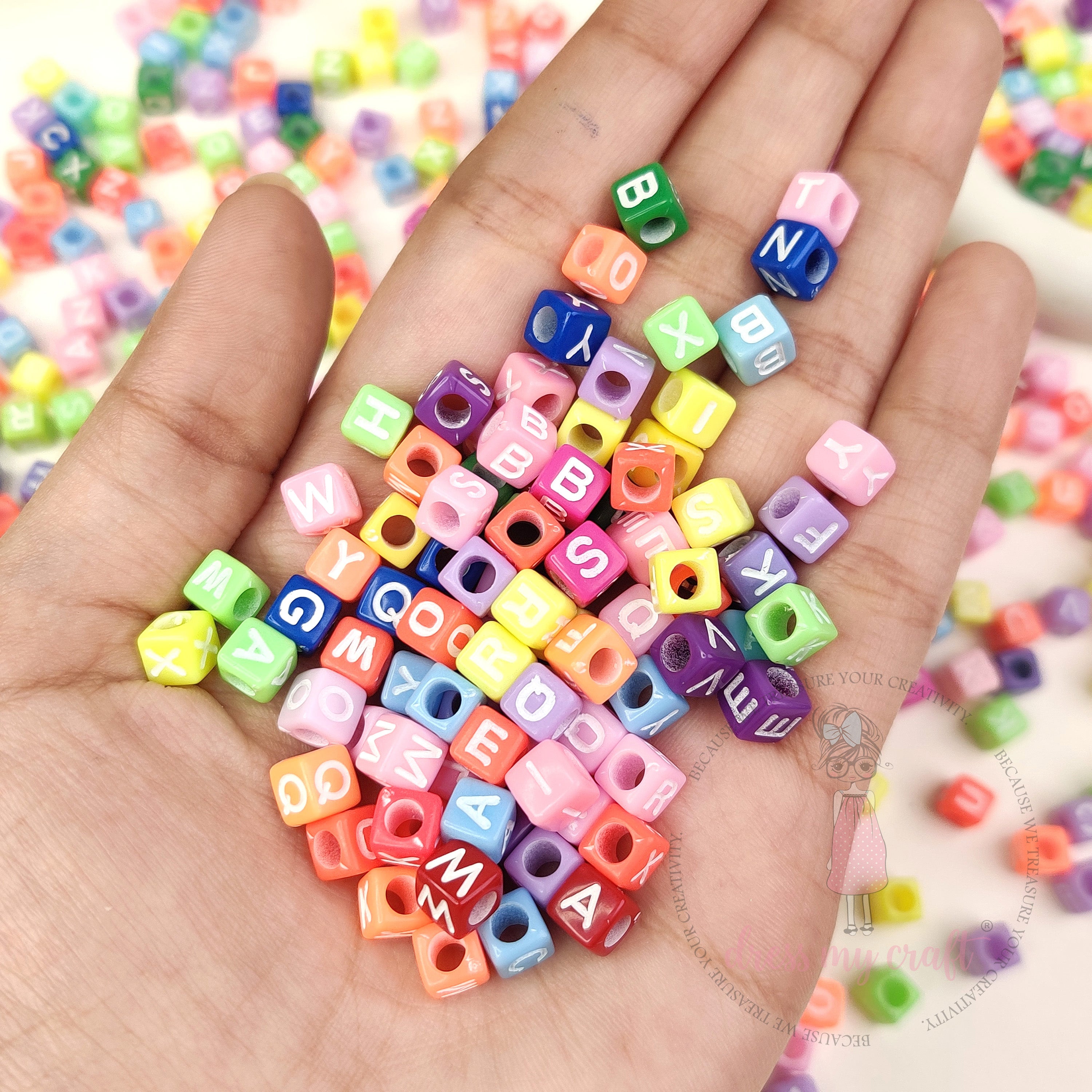 Multicolor Cube Alphabet Beads