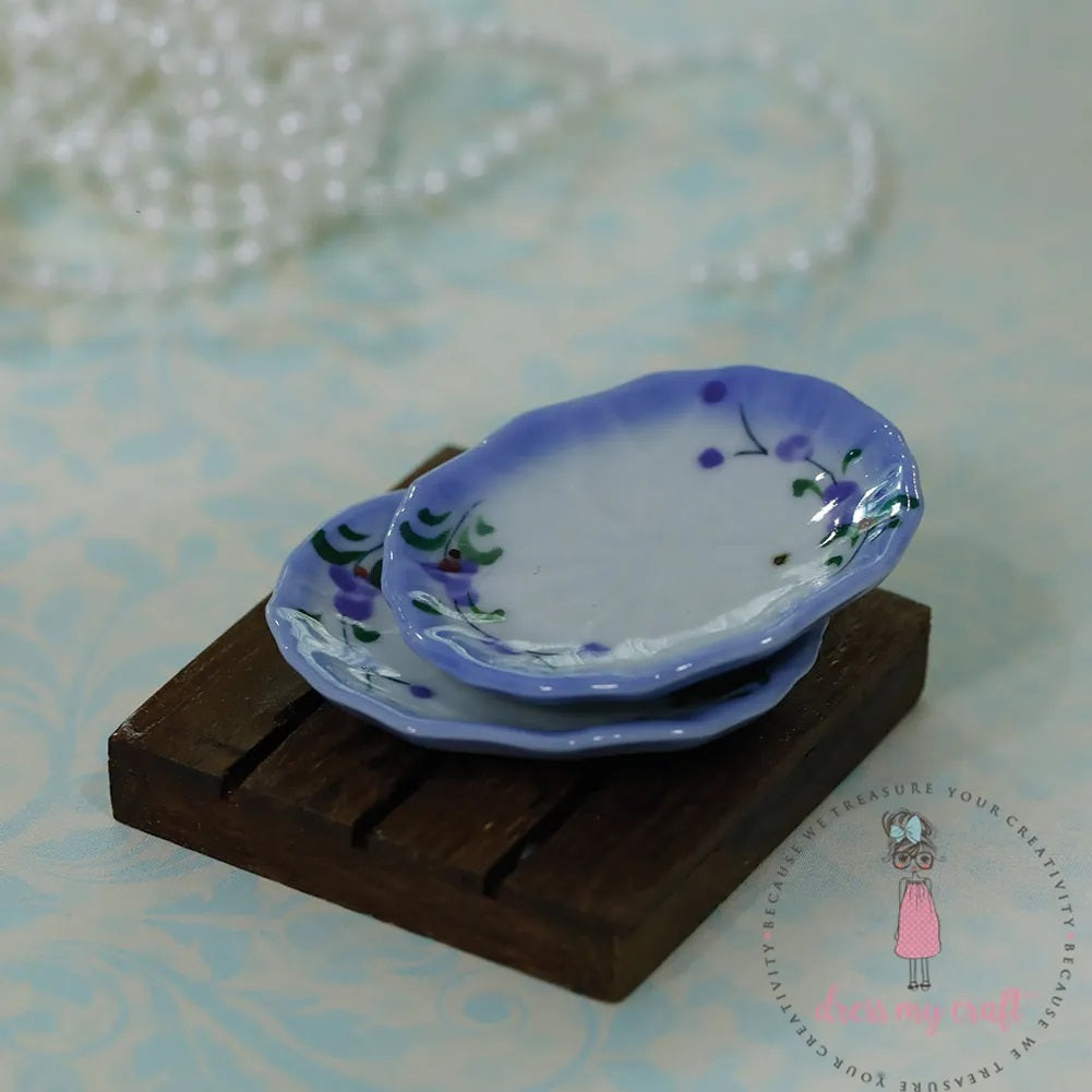 Miniature Blue Edge Dish Plates