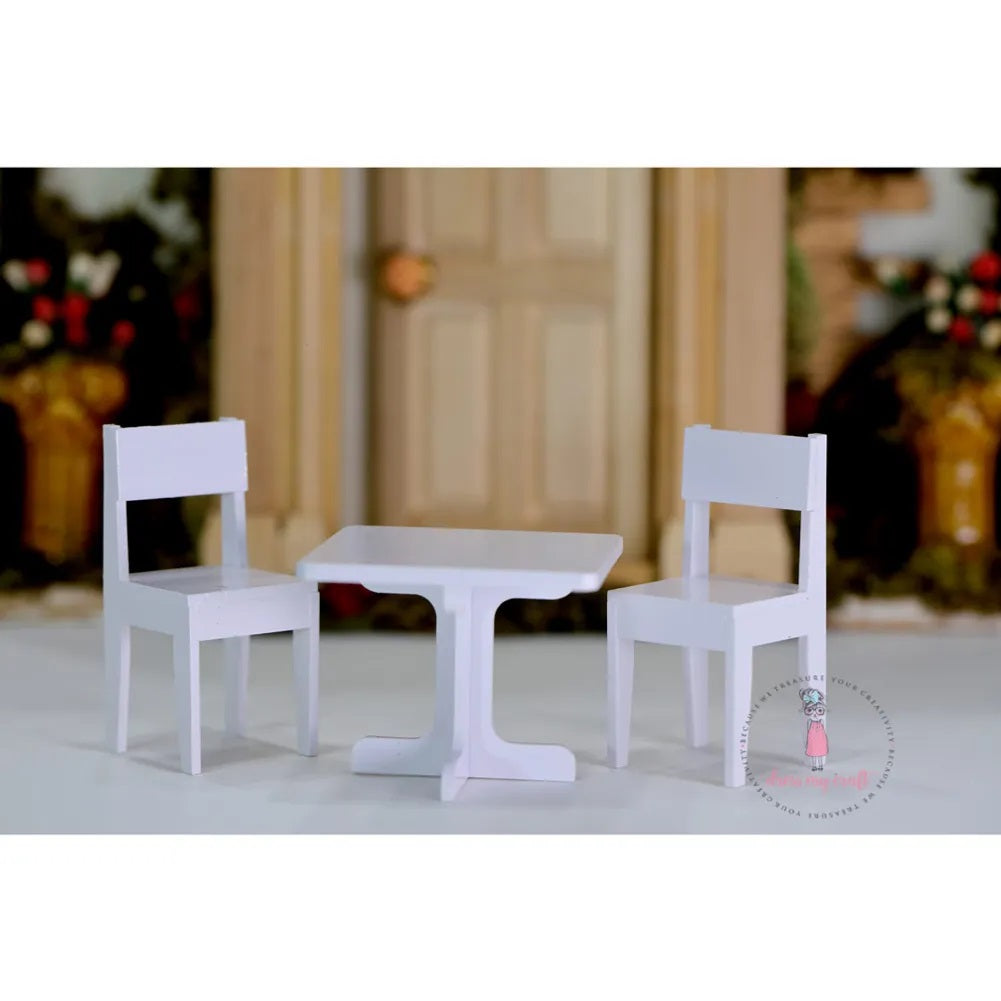 White Square Table Chair - Miniature