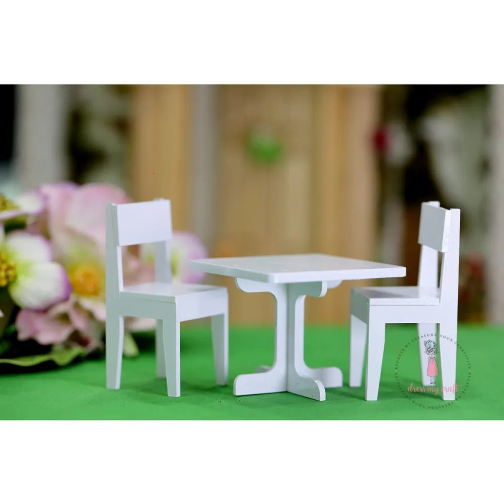 White Square Table Chair - Miniature