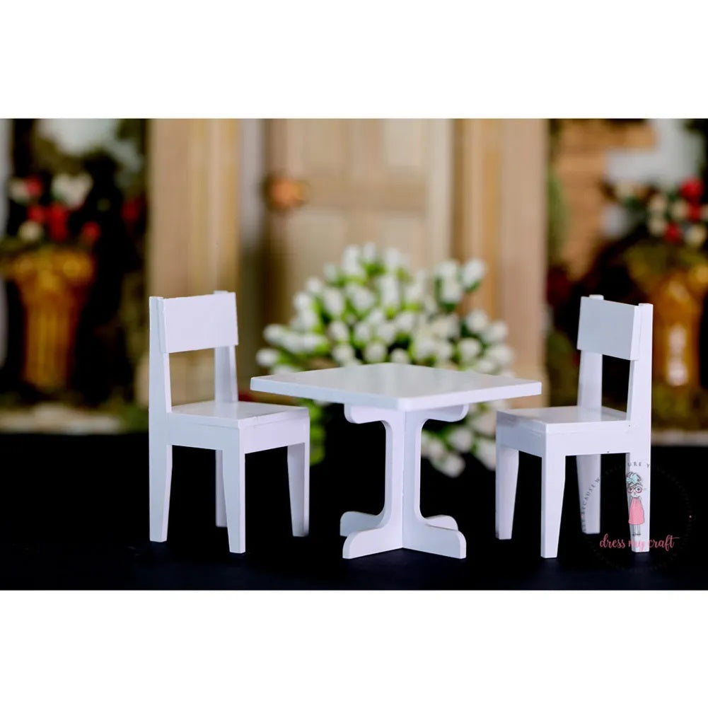 White Square Table Chair - Miniature