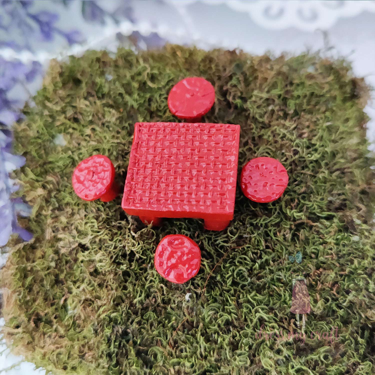 Miniature Garden Table & Chair Set (Square) With Wire