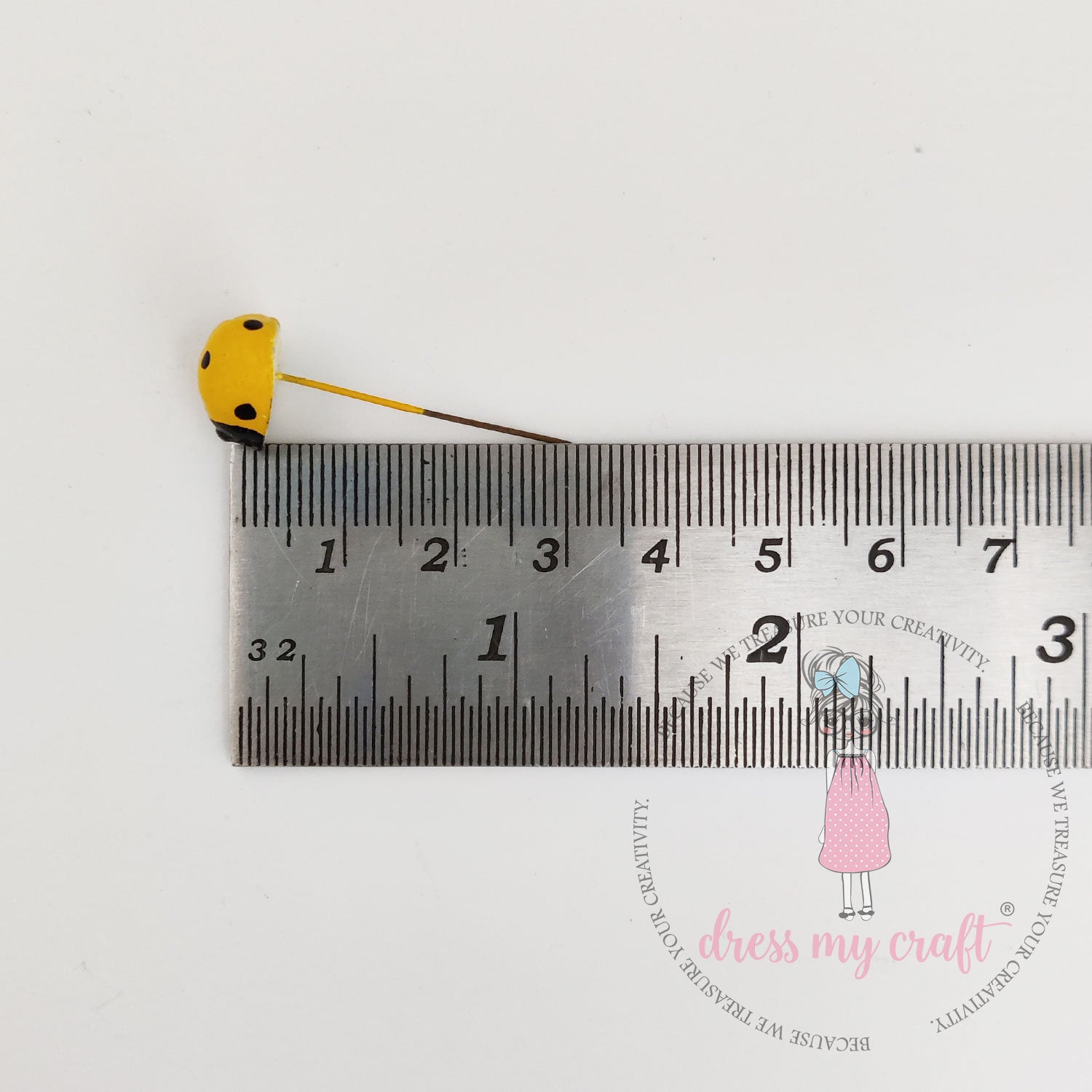 Miniature Figure Yellow Lady Bug With Wire