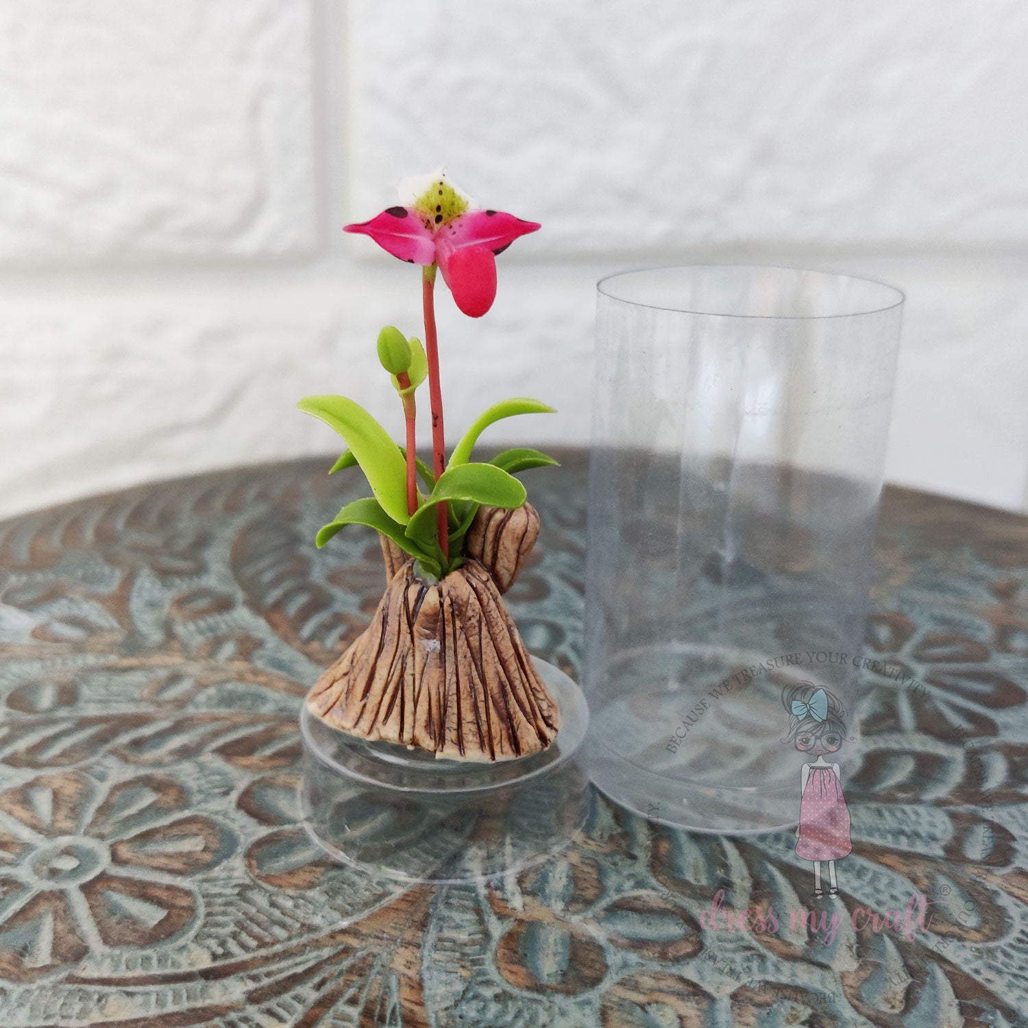 Miniature Orchid Bunch - Pinkish White With Pot & Box