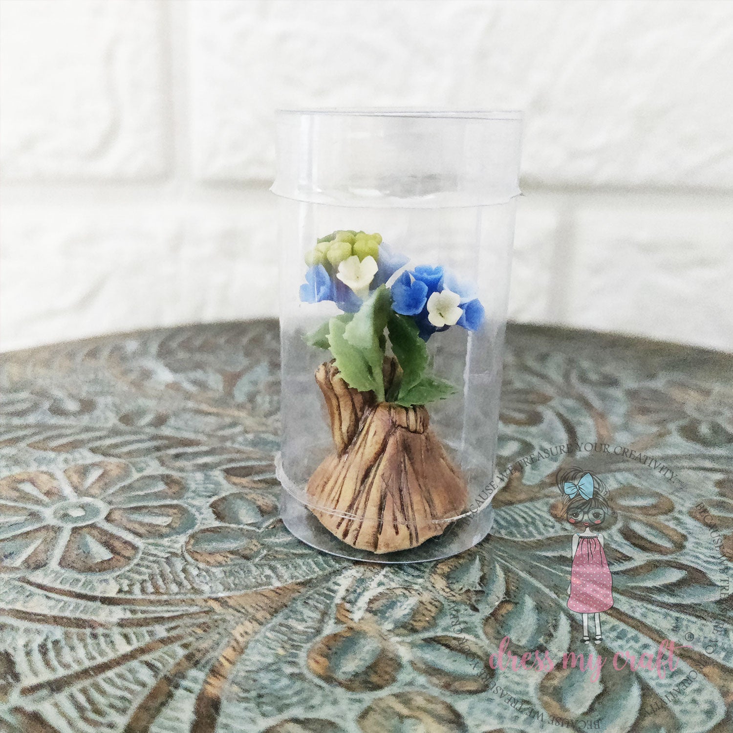 Miniature Hydrenga Bunch - Blue With Pot & Box