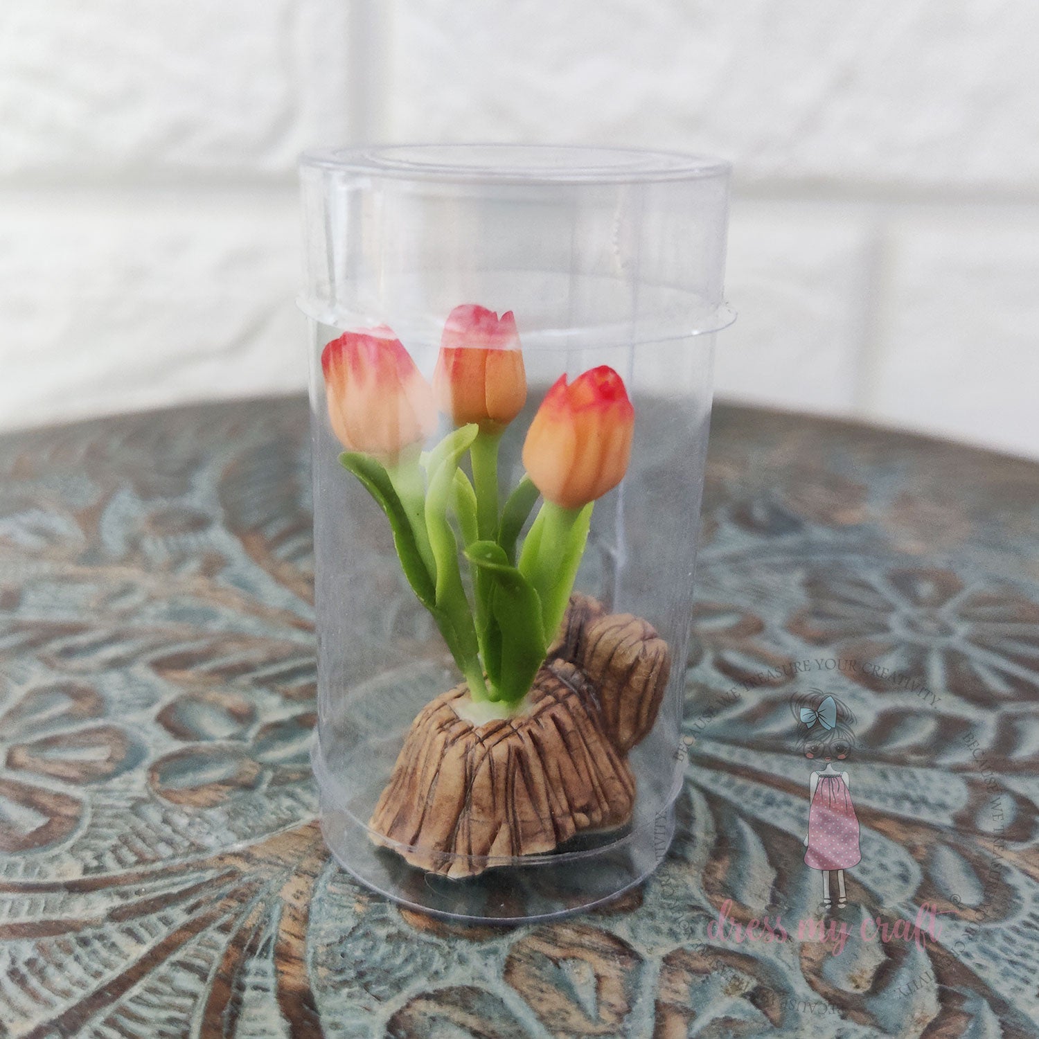 Miniature Tulip Bunch - Orange With Pot & Box