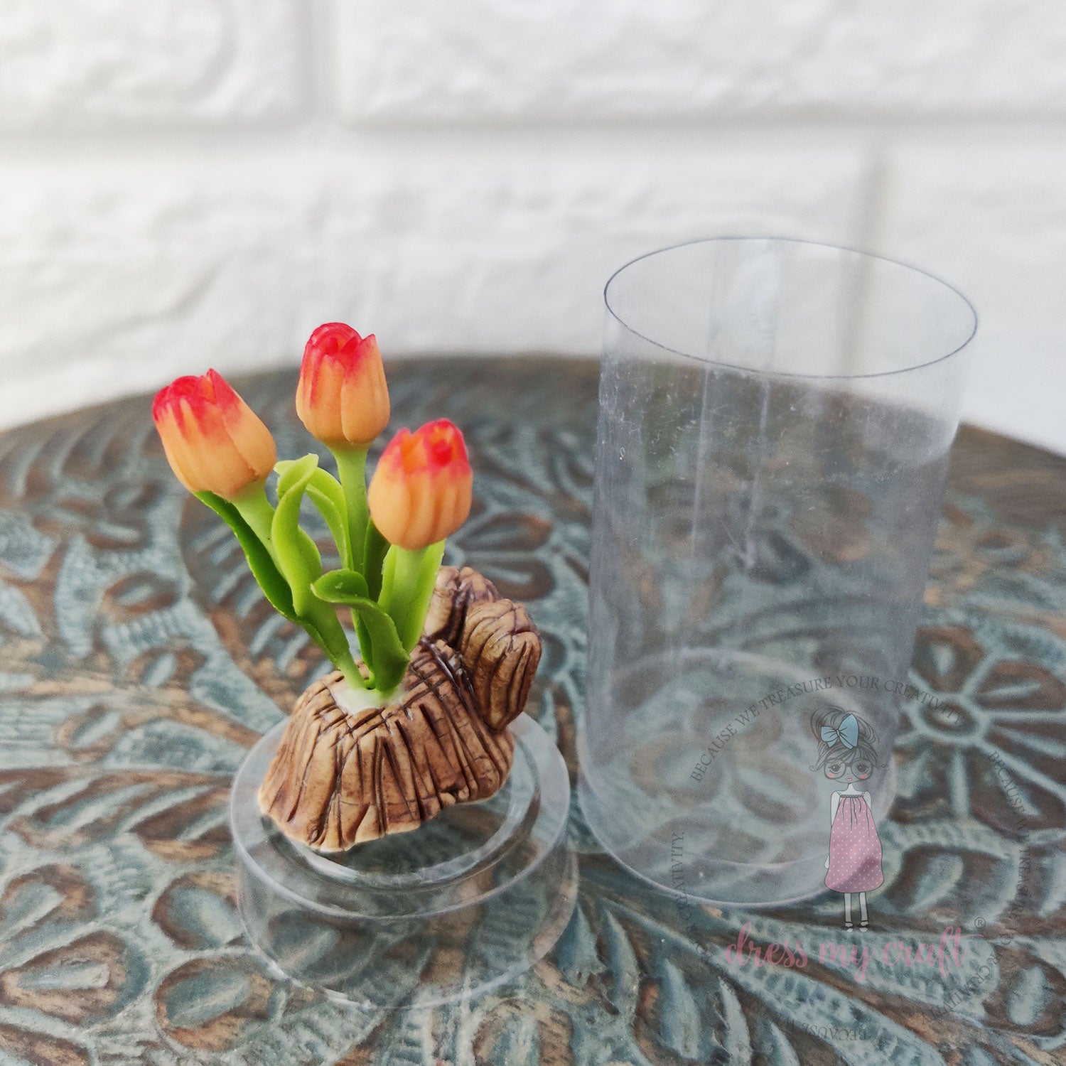 Miniature Tulip Bunch - Orange With Pot & Box