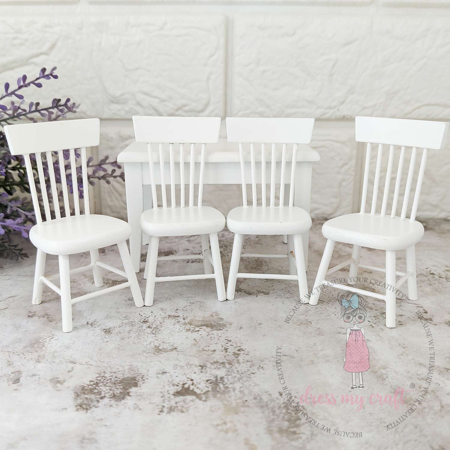 Miniature Table & Chair Set - Natural White