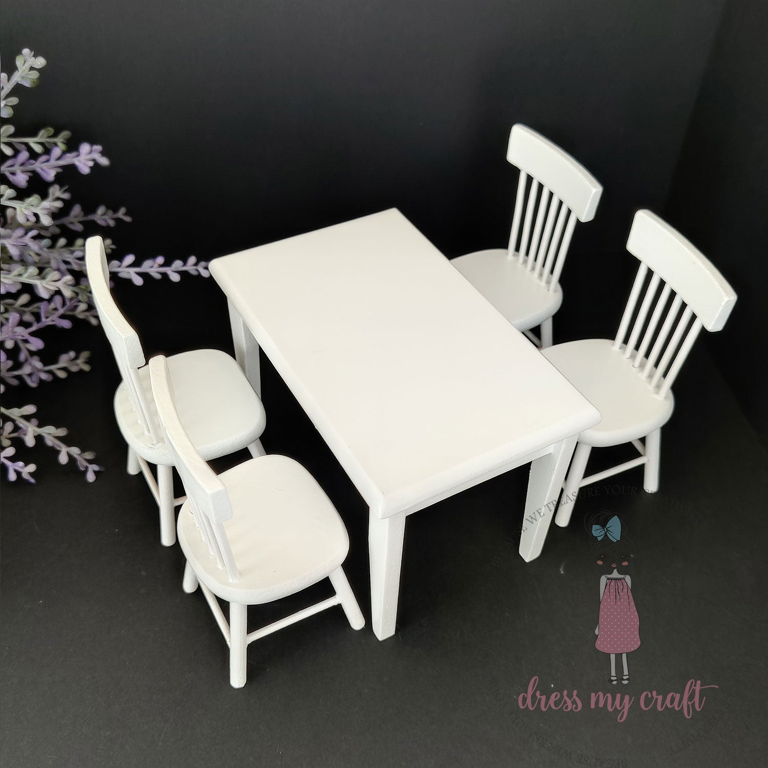 Miniature Table & Chair Set - Natural White