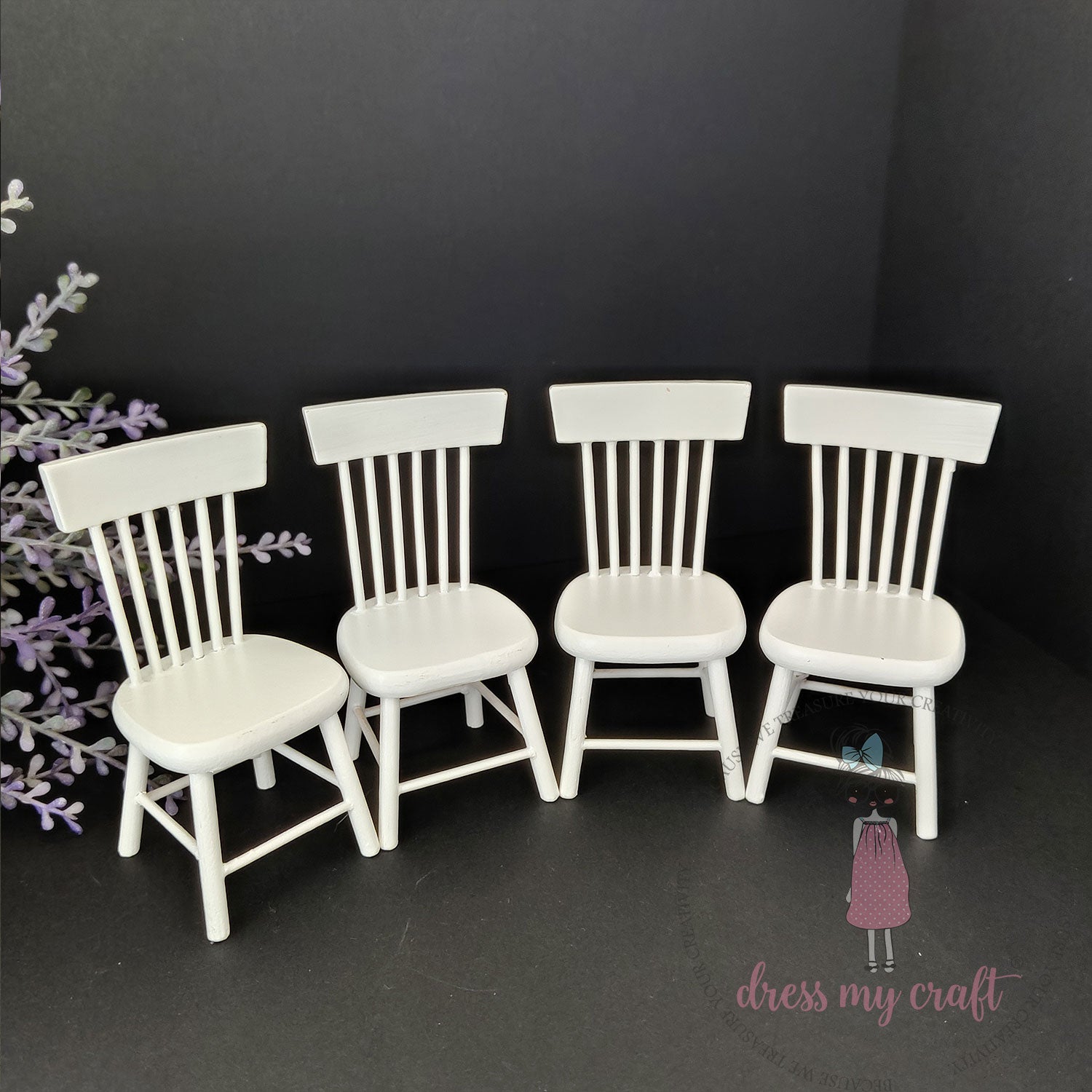 Miniature Table & Chair Set - Natural White