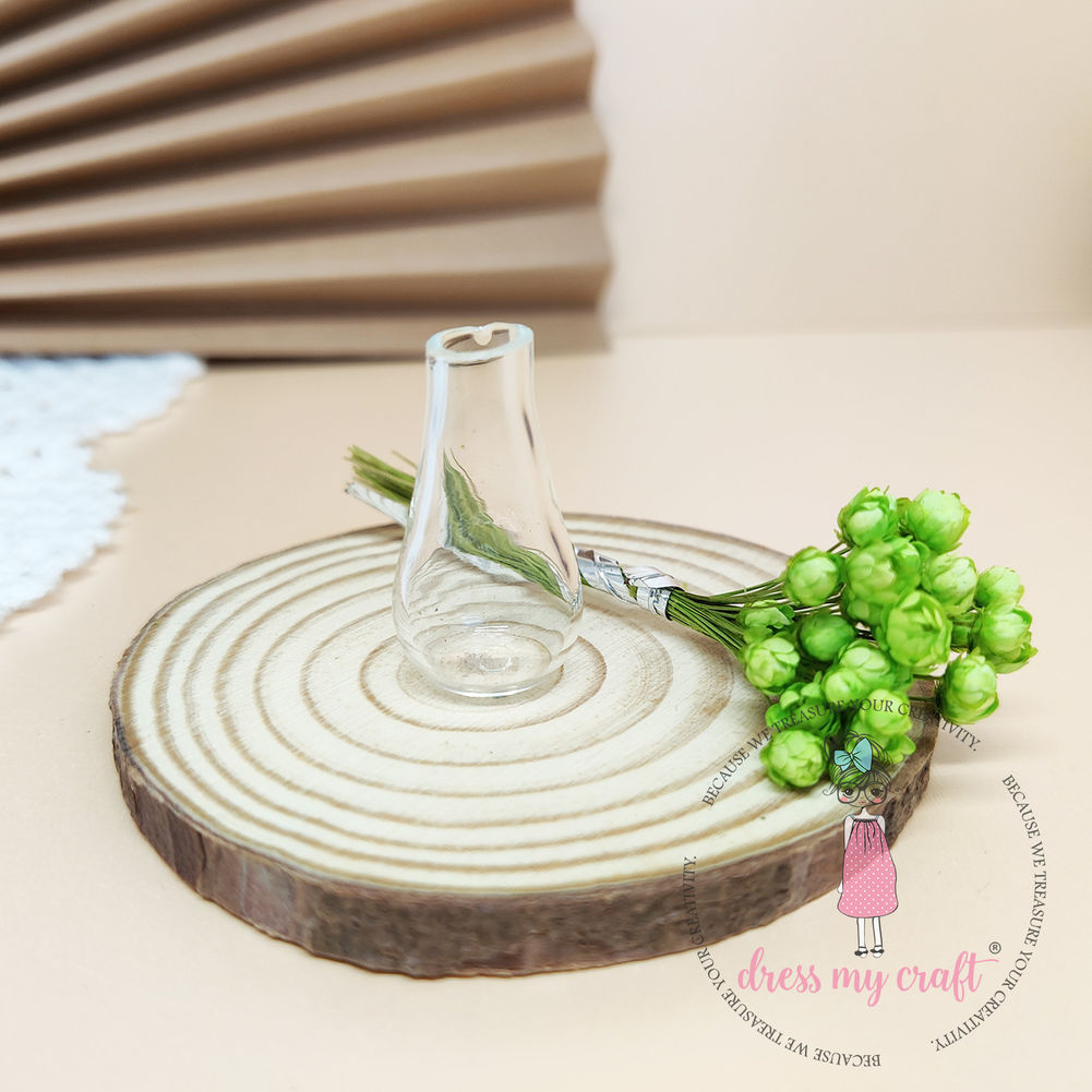 Miniature Glass Vase With Flowers - Green