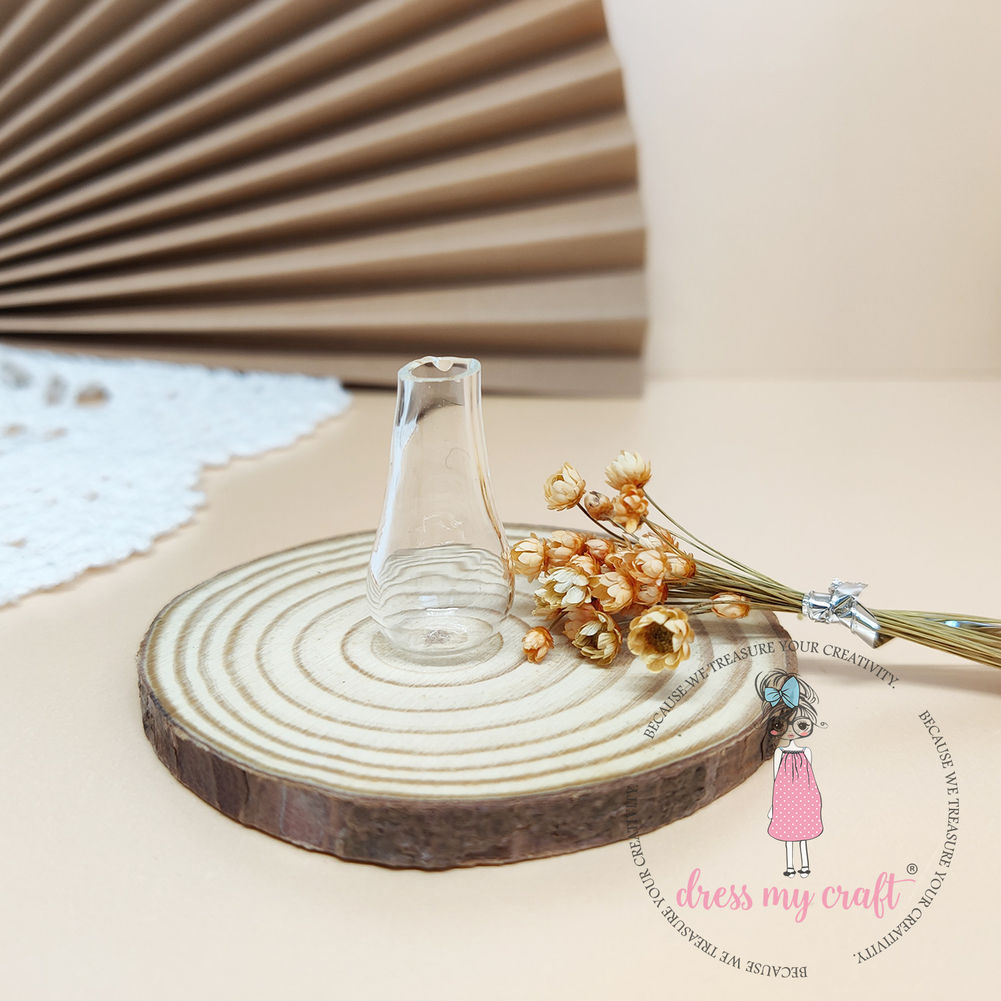 Miniature Glass Vase With Flowers - Orange