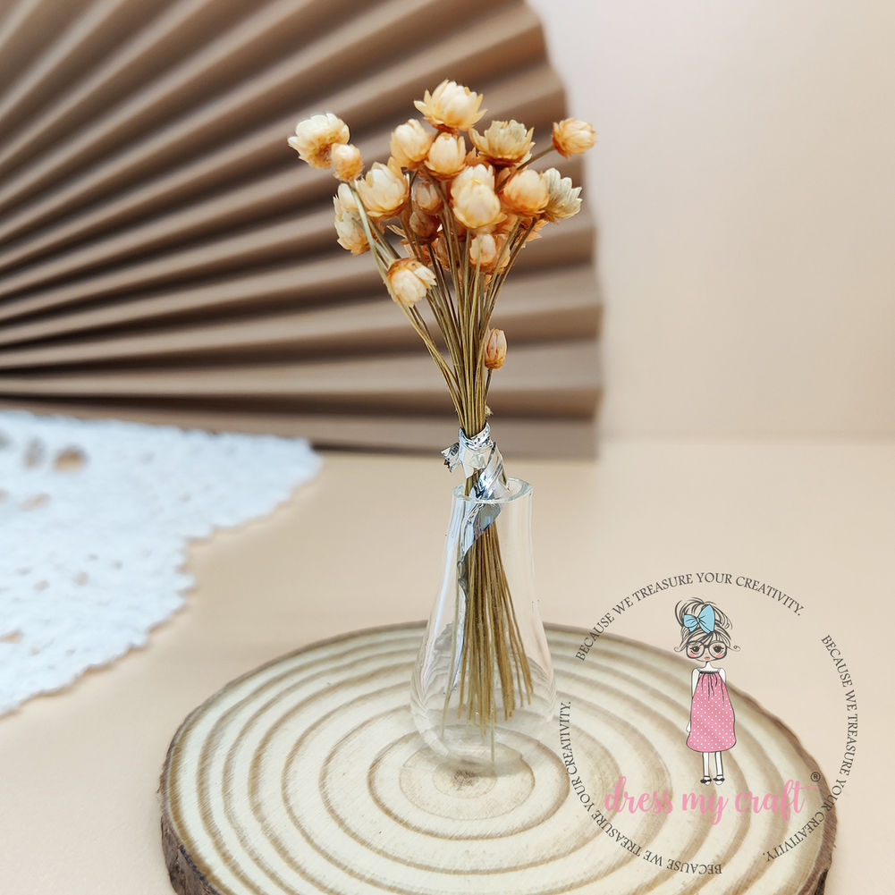 Miniature Glass Vase With Flowers - Orange