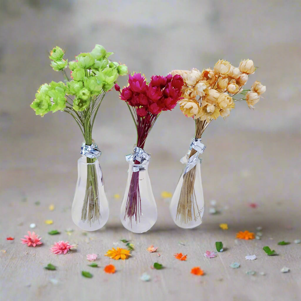 Miniature Glass Vase With Flowers - Combo