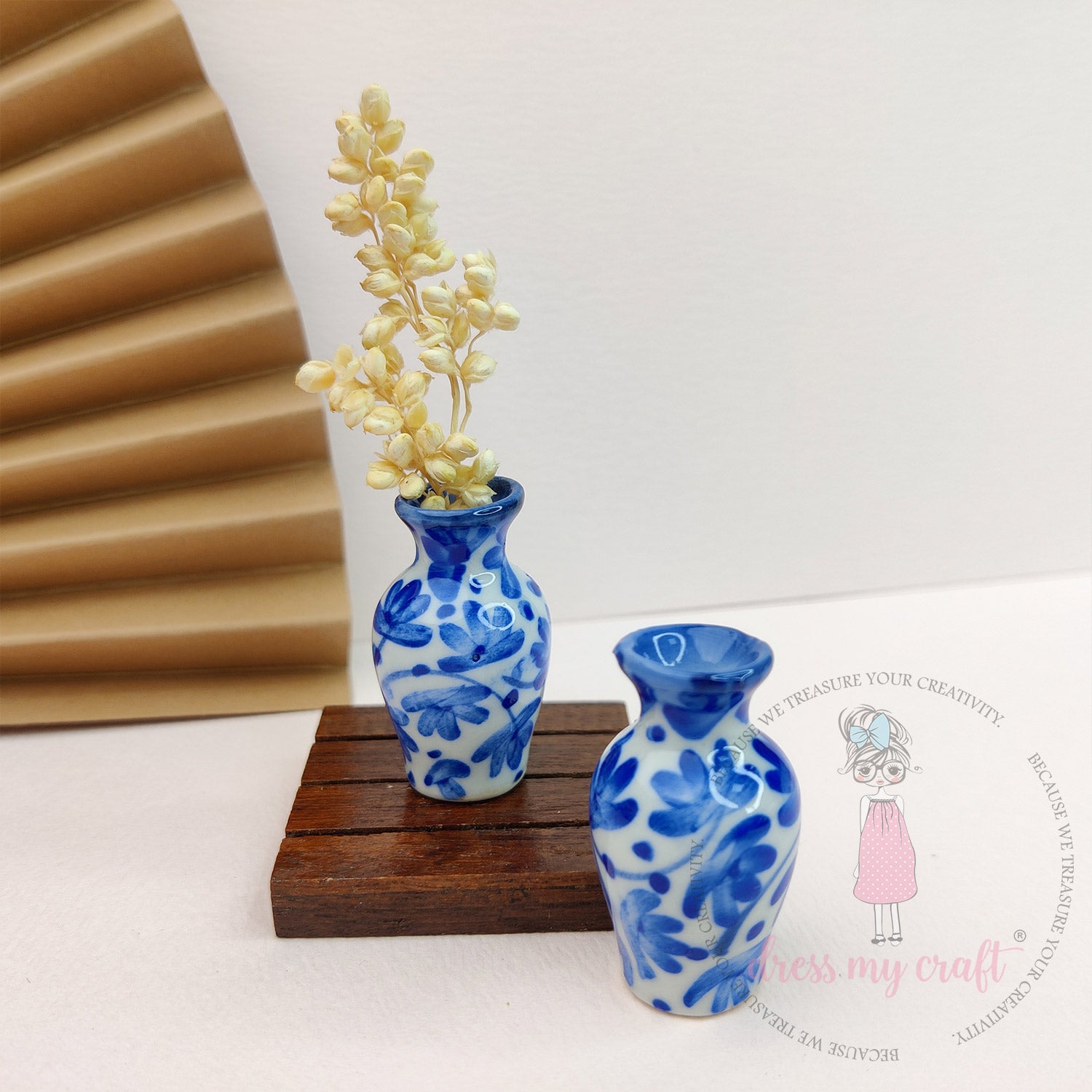 Miniature Blue Printed Vase