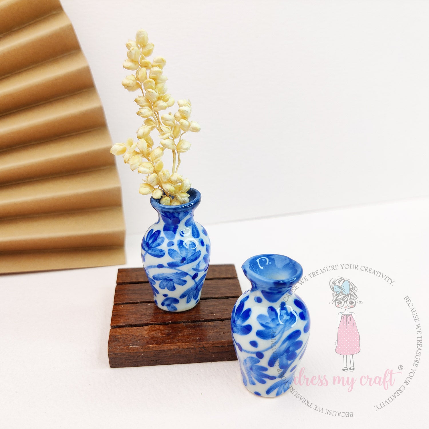 Miniature Blue Printed Vase