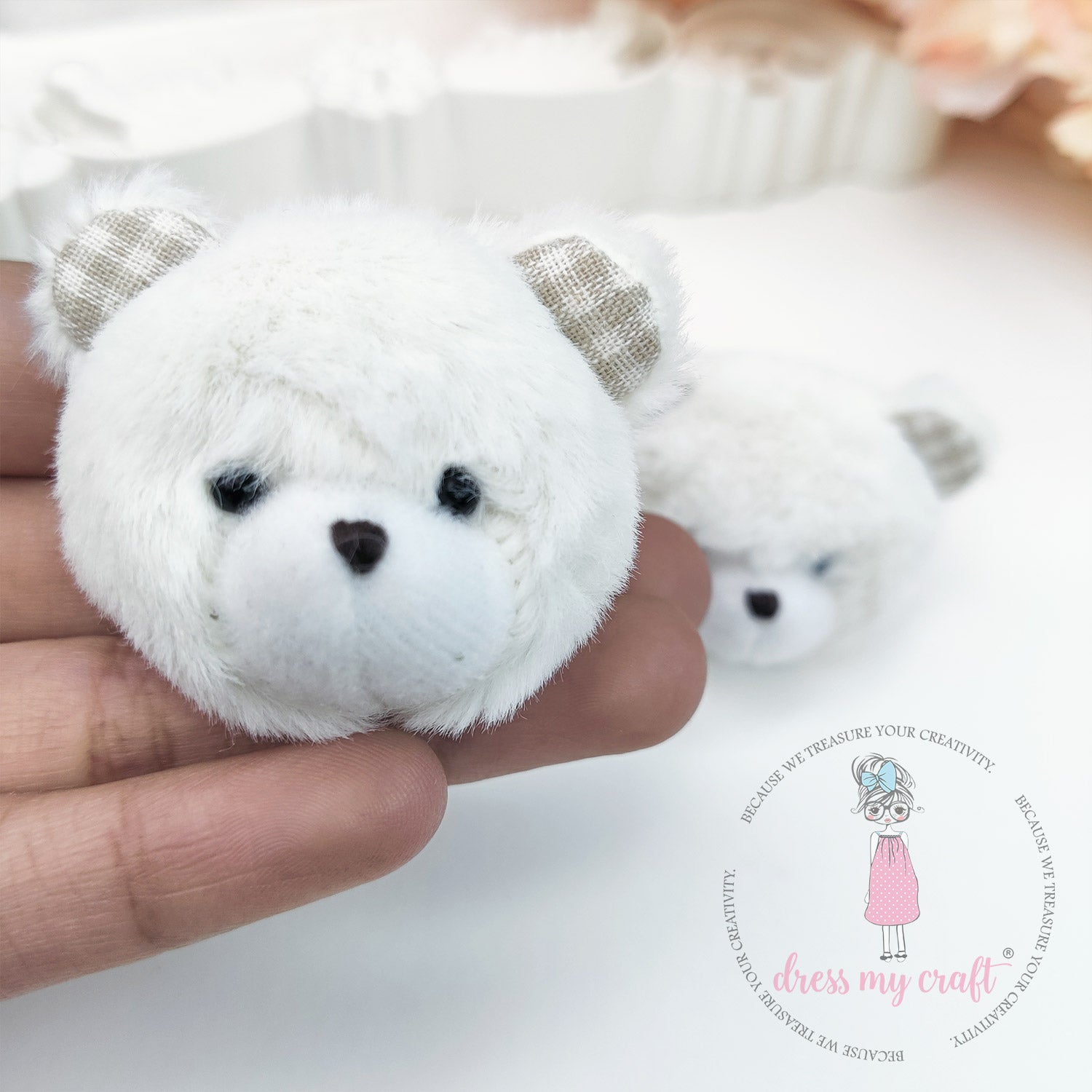 Miniature Snowy Fluff Teddy Bear Head