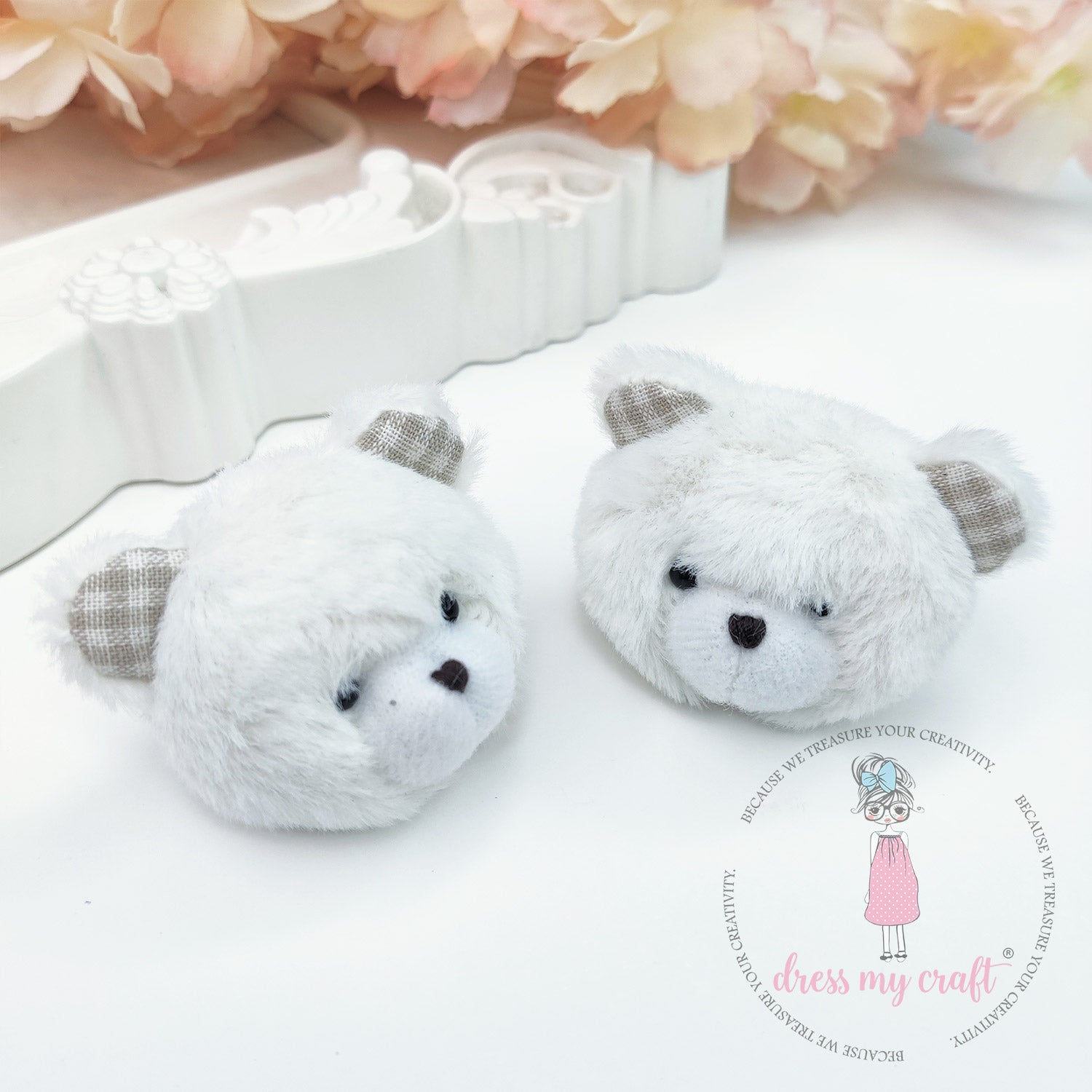Miniature Snowy Fluff Teddy Bear Head