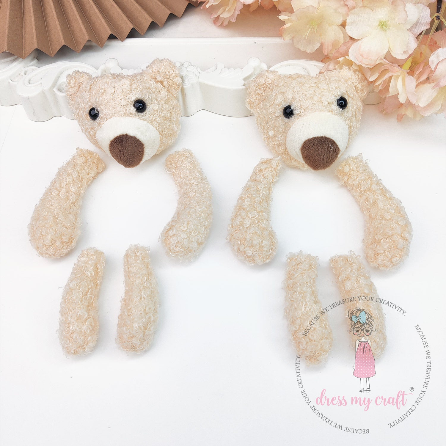 Miniature Vanilla Puff Teddy Bear Set