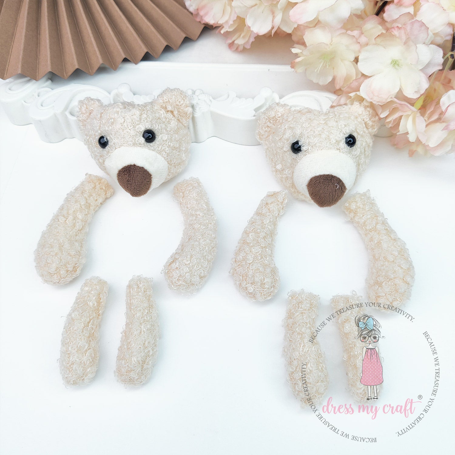 Miniature Vanilla Puff Teddy Bear Set