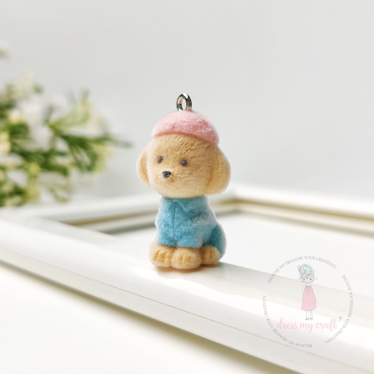 Miniature Velvet Dog Charm With Loop