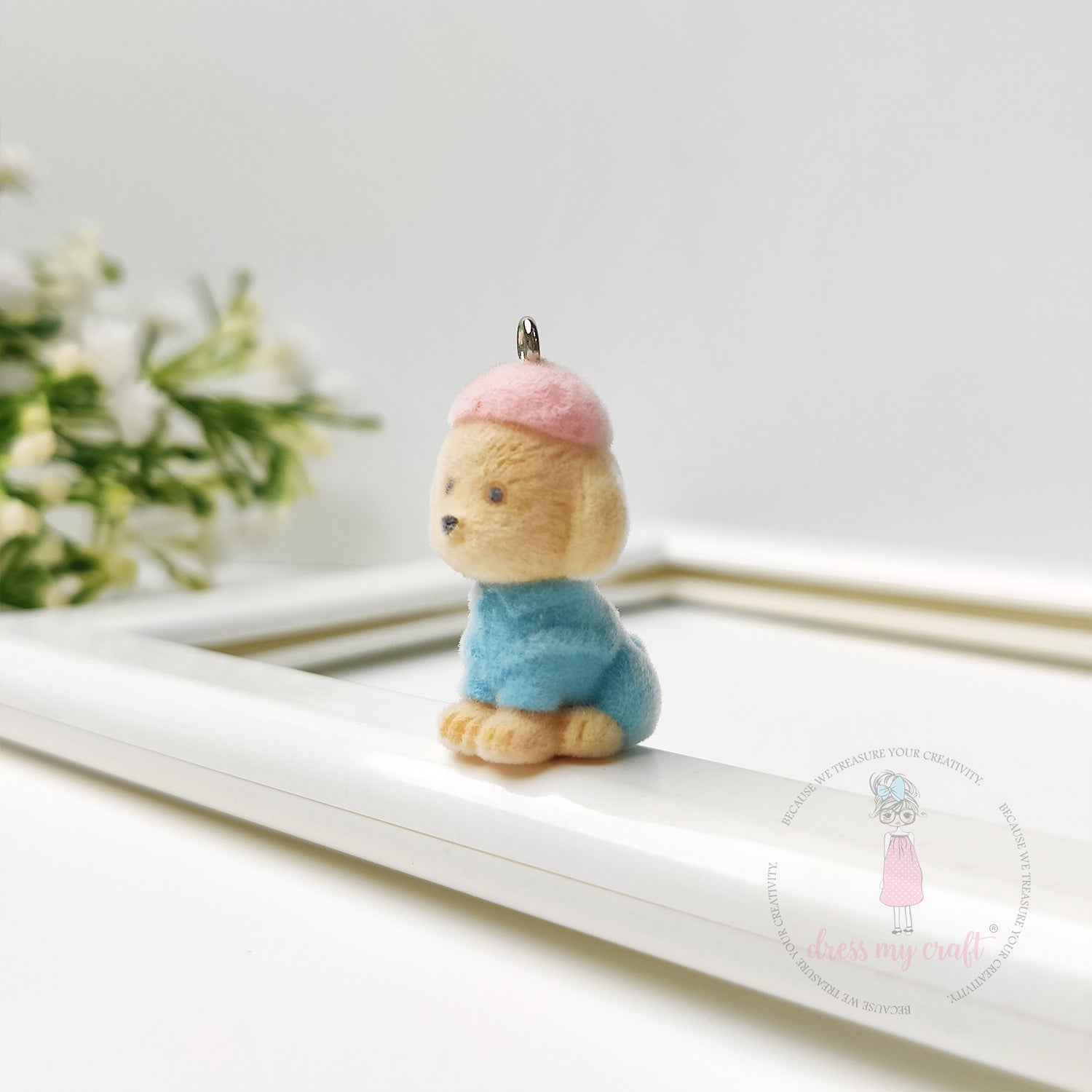 Miniature Velvet Dog Charm With Loop