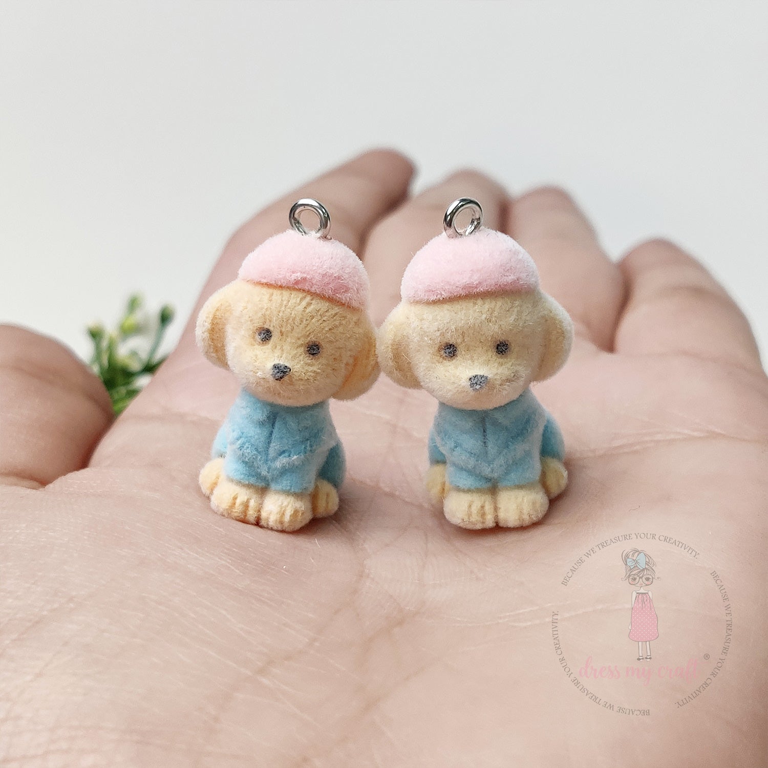 Miniature Velvet Dog Charm With Loop