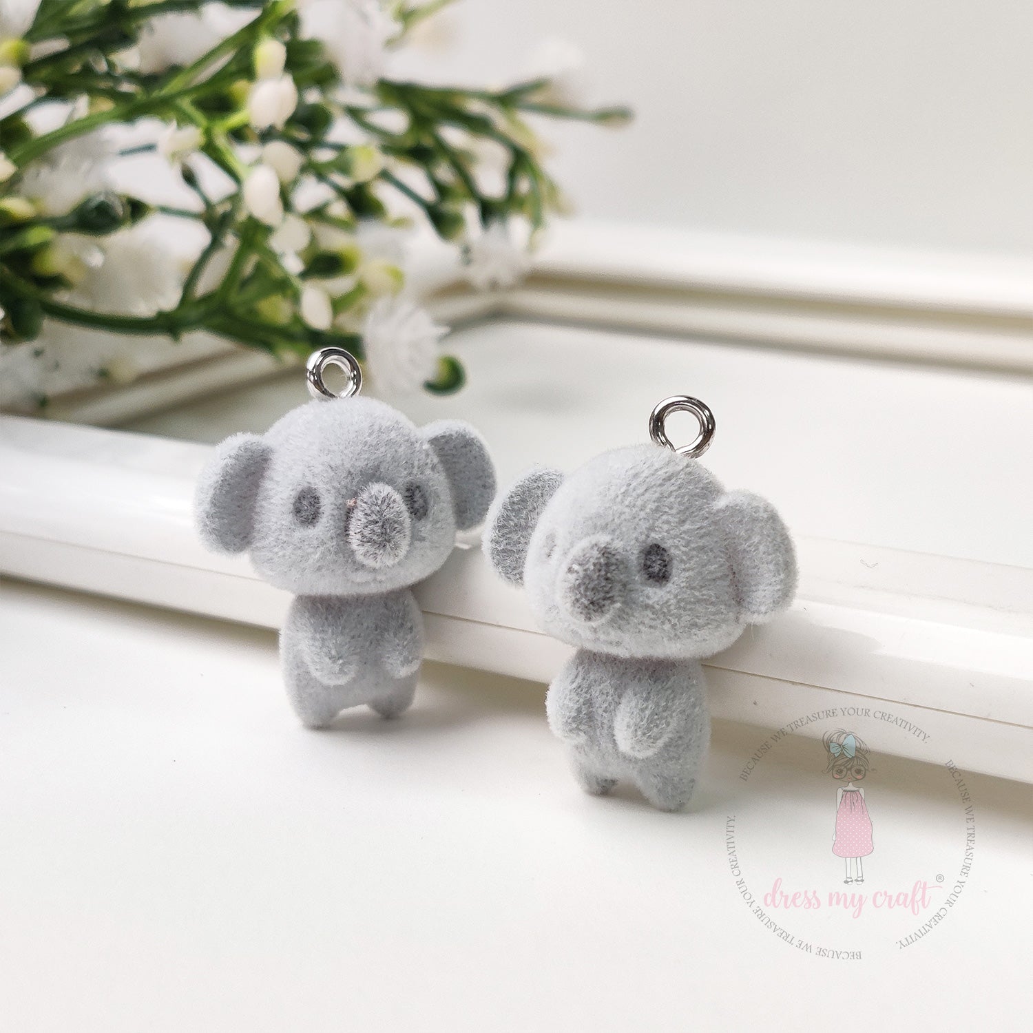 Miniature Velvet koala Bear Charm With Loop