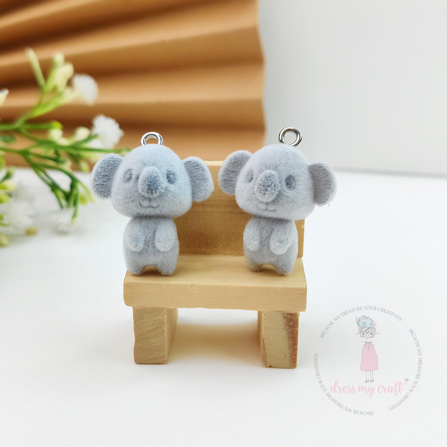 Miniature Velvet koala Bear Charm With Loop