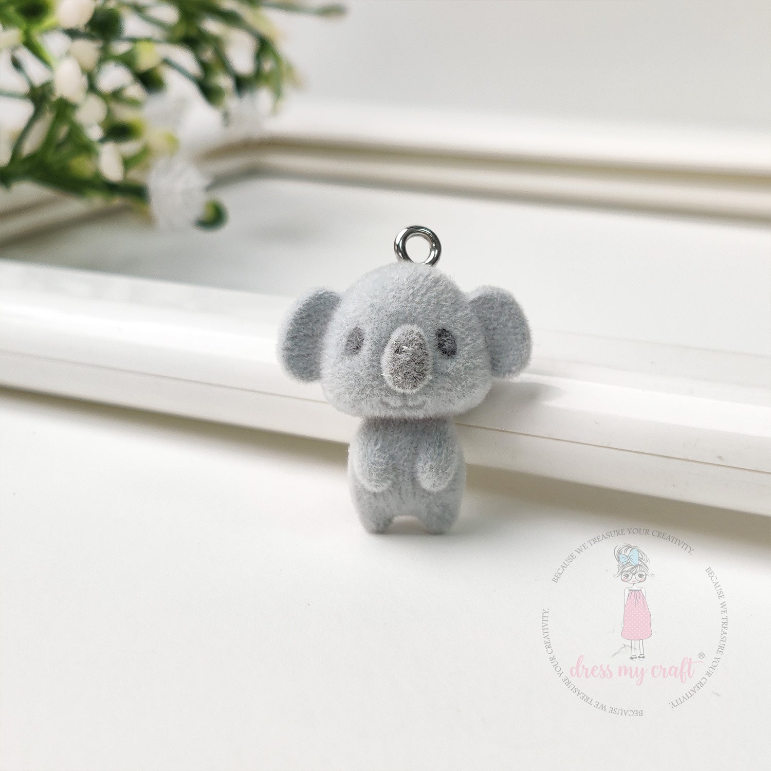 Miniature Velvet koala Bear Charm With Loop