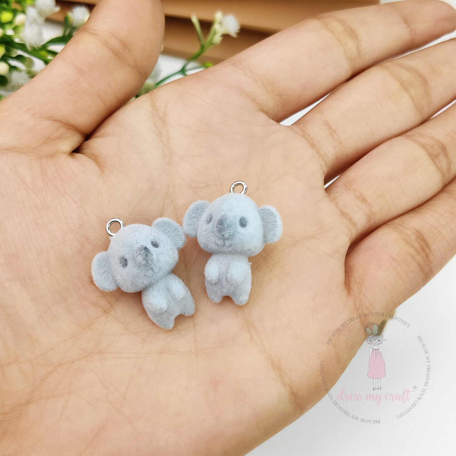 Miniature Velvet koala Bear Charm With Loop