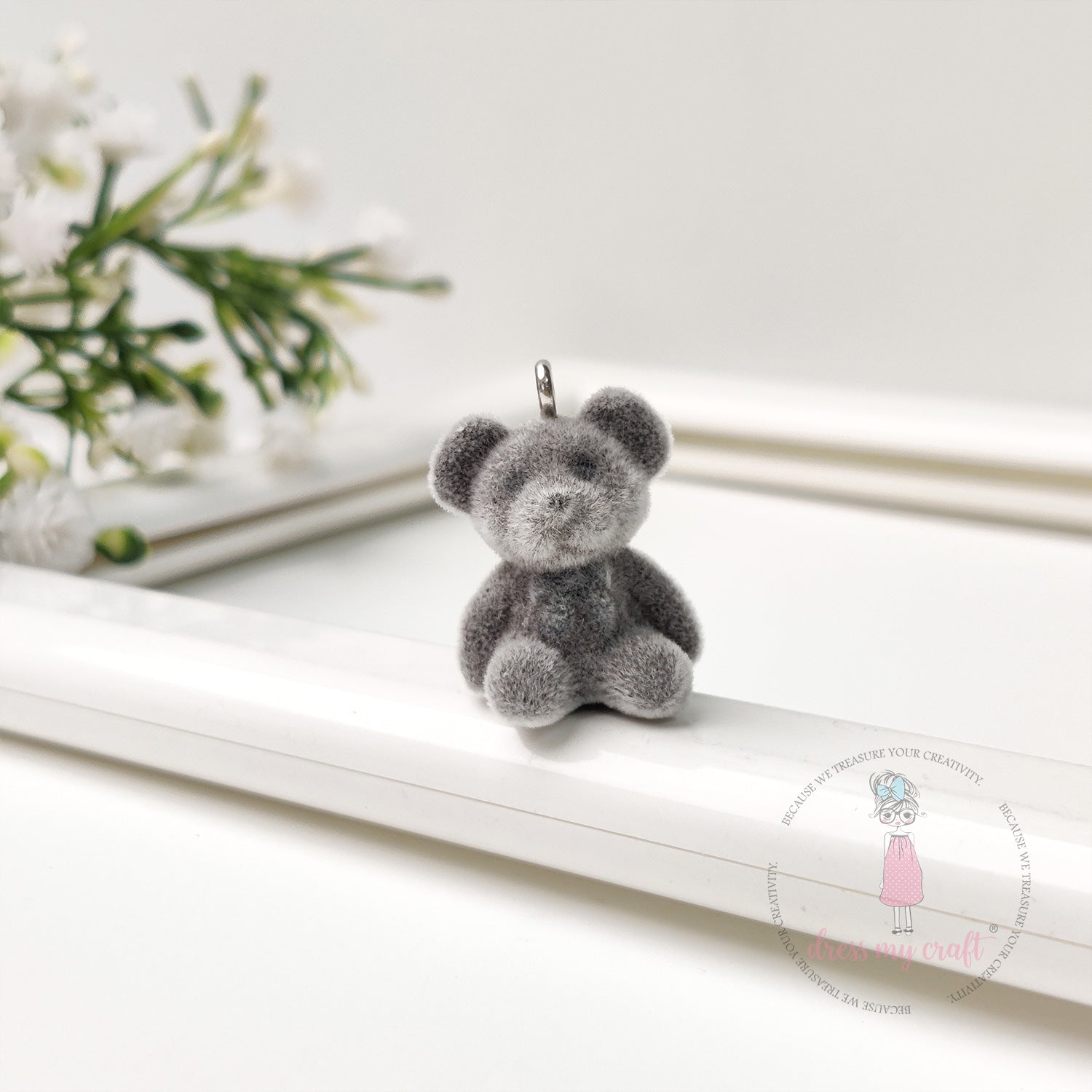 Miniature Velvet Cute Teddy Bear Charm With Loop