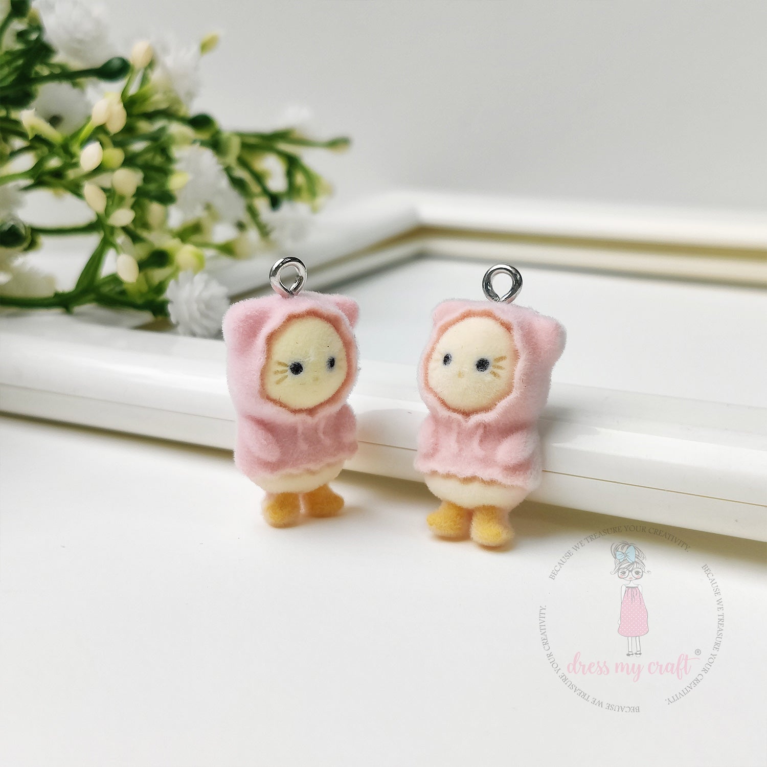 Miniature Velvet Cute Kitty Charm With Loop