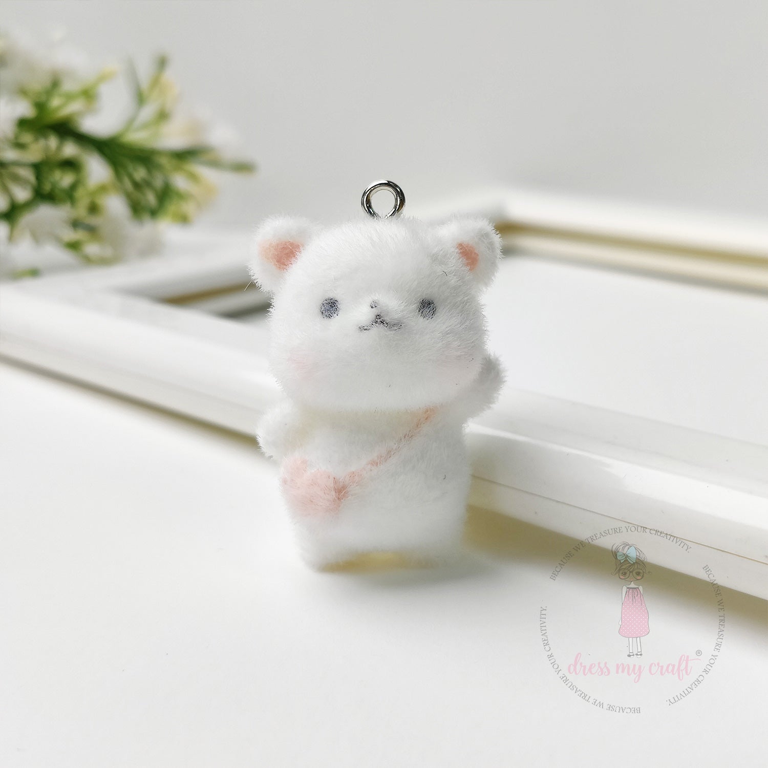 Miniature Velvet Chubby Teddy Bear Charm With Loop
