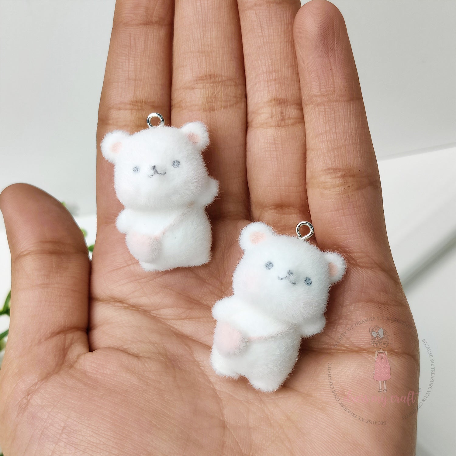 Miniature Velvet Chubby Teddy Bear Charm With Loop