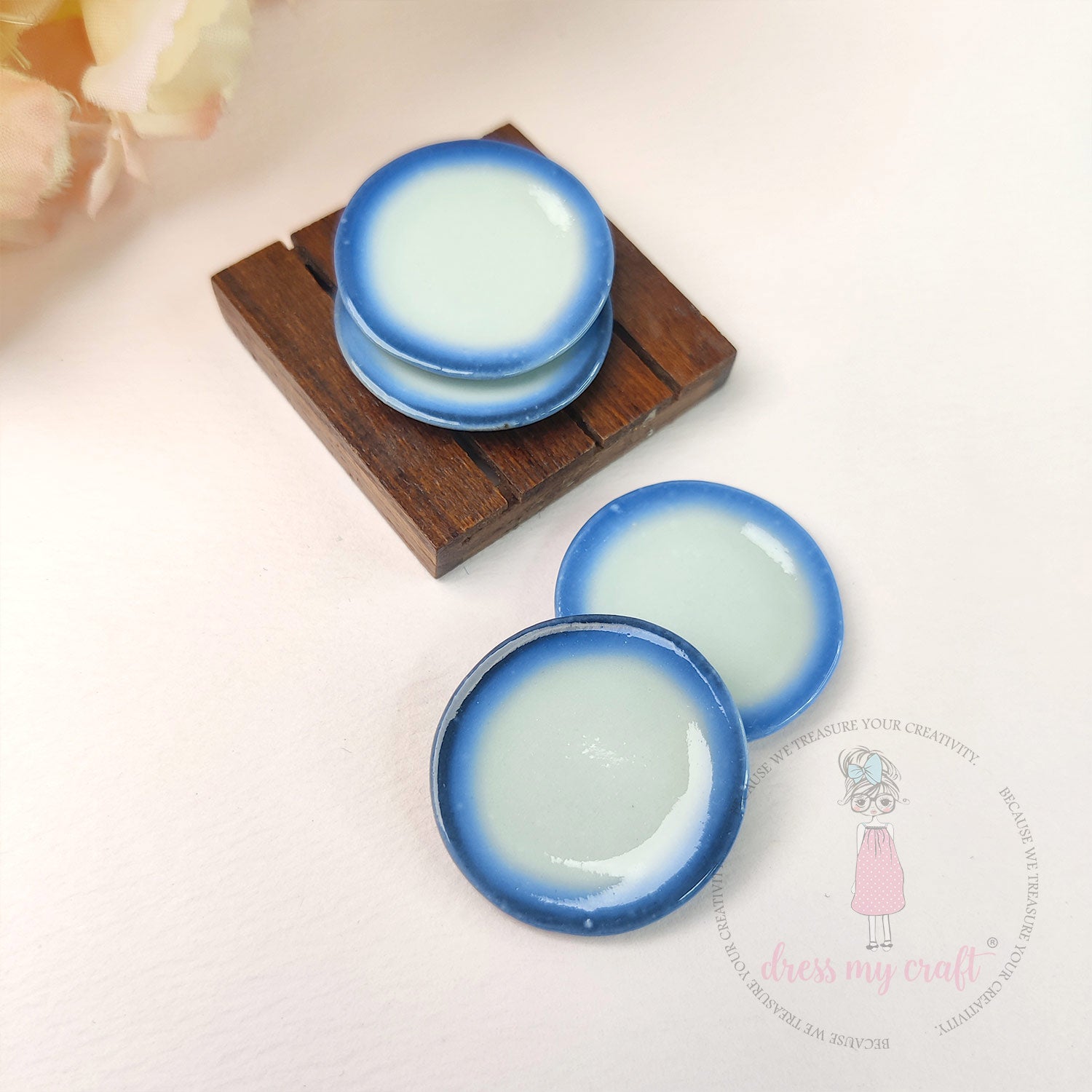 Miniature Blue Border Dinner Plates