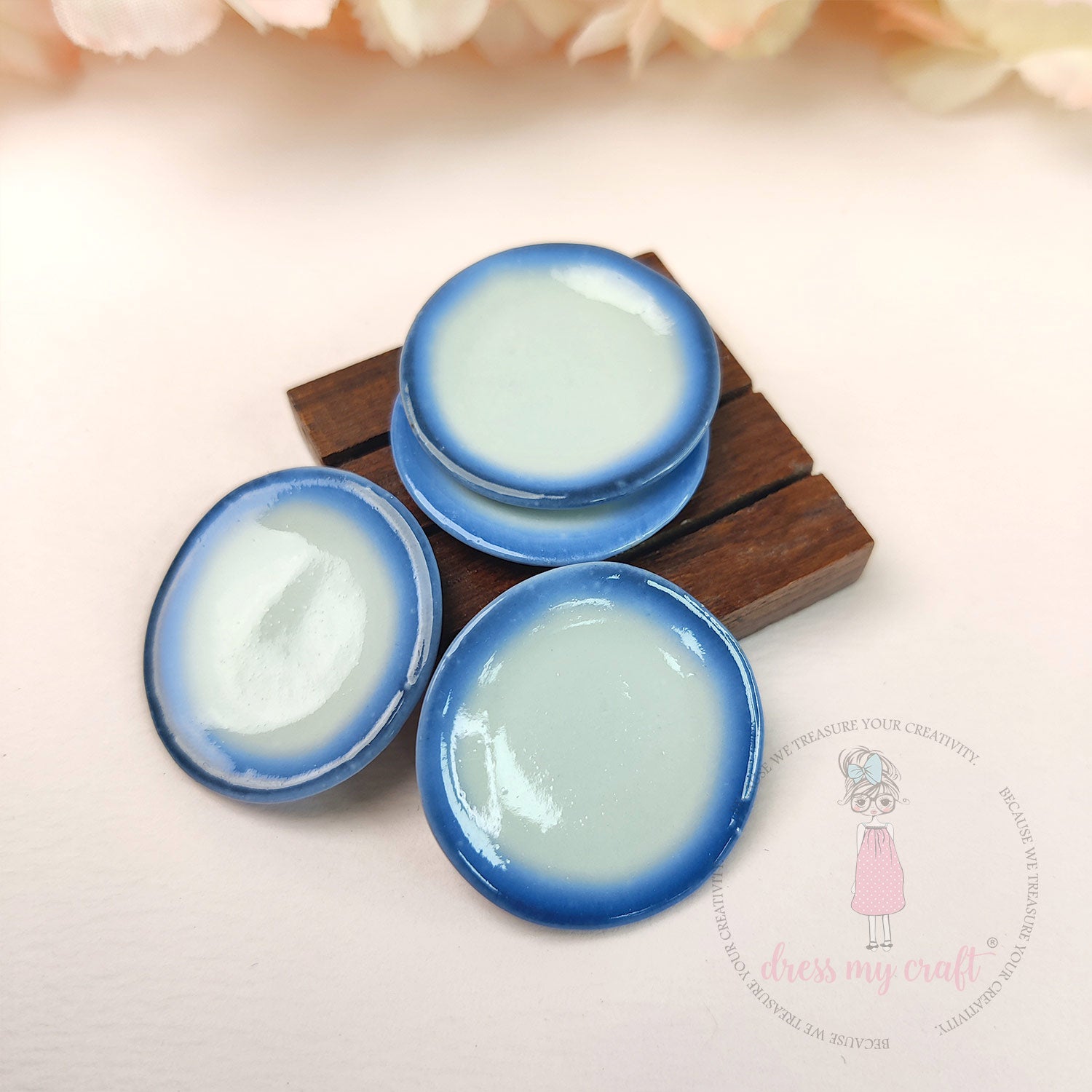 Miniature Blue Border Dinner Plates