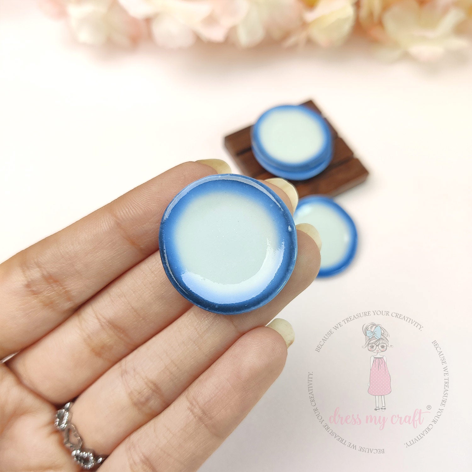 Miniature Blue Border Dinner Plates
