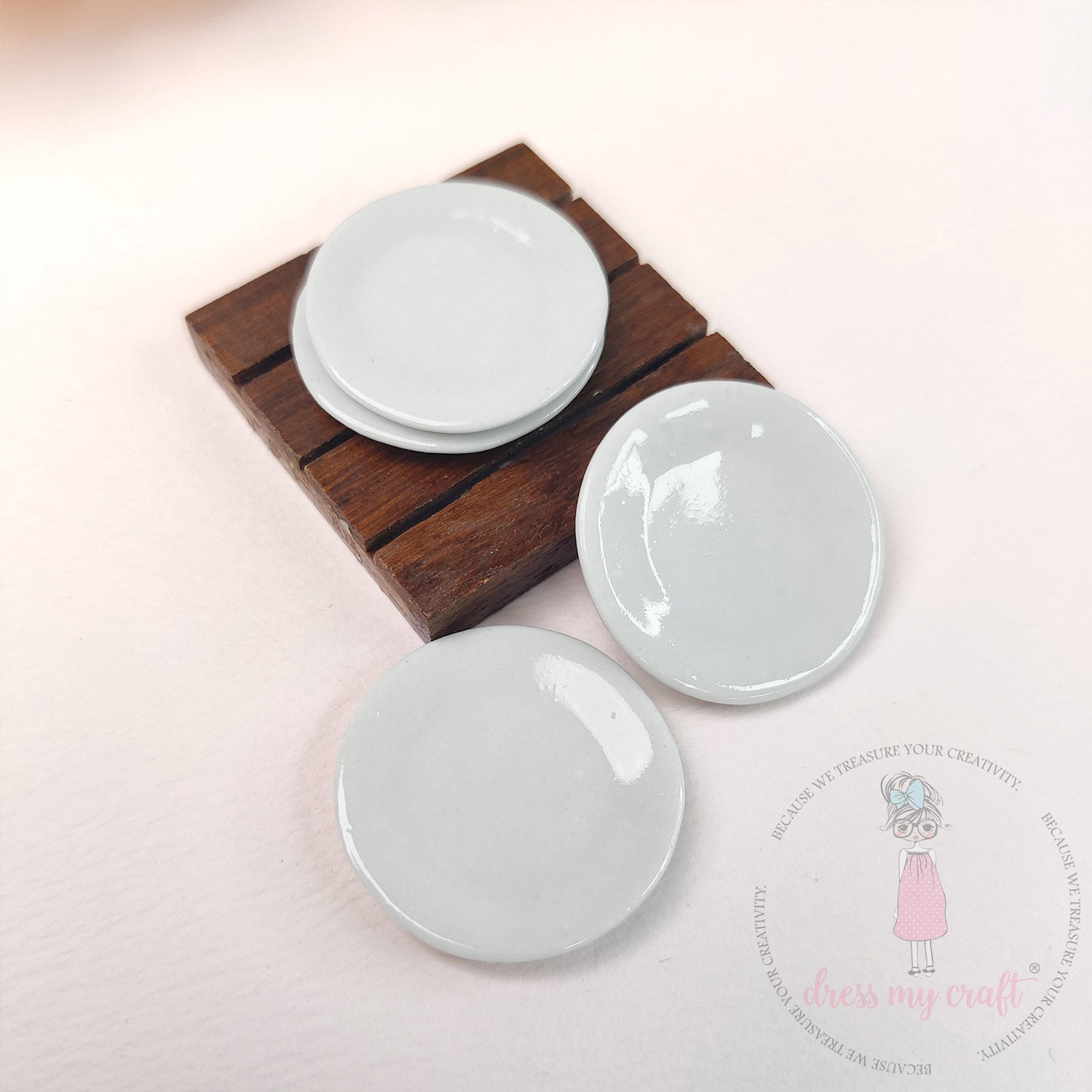 Miniature White Round Dish Plates