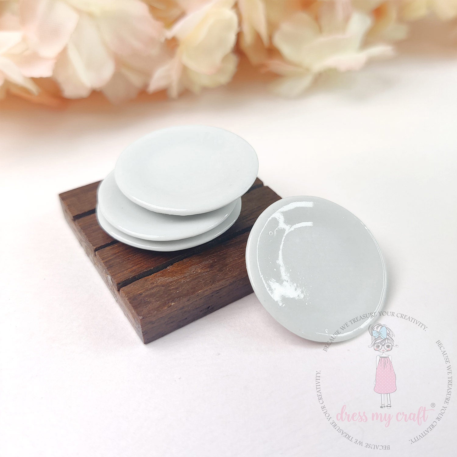 Miniature White Round Dish Plates