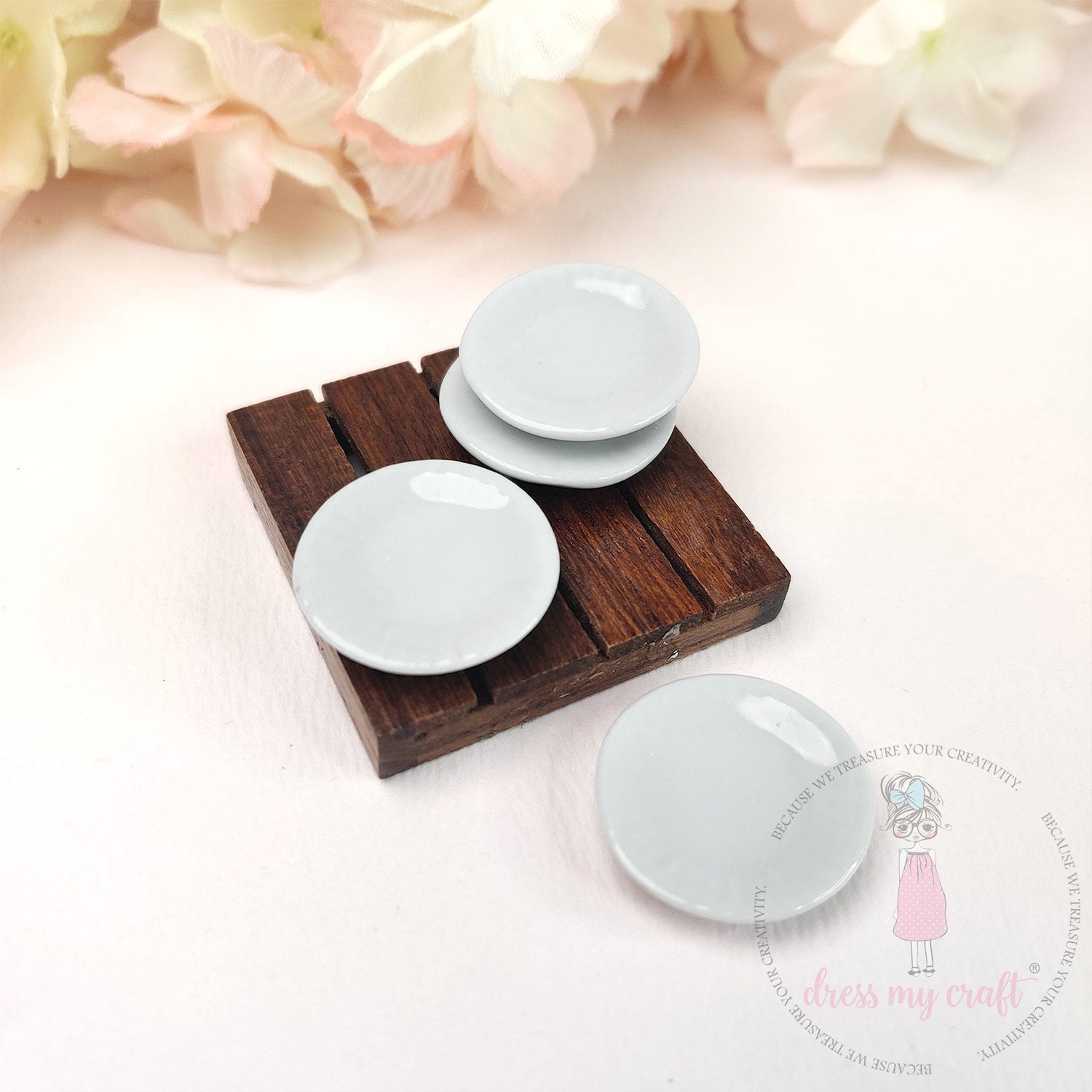 Miniature Round Plates - White