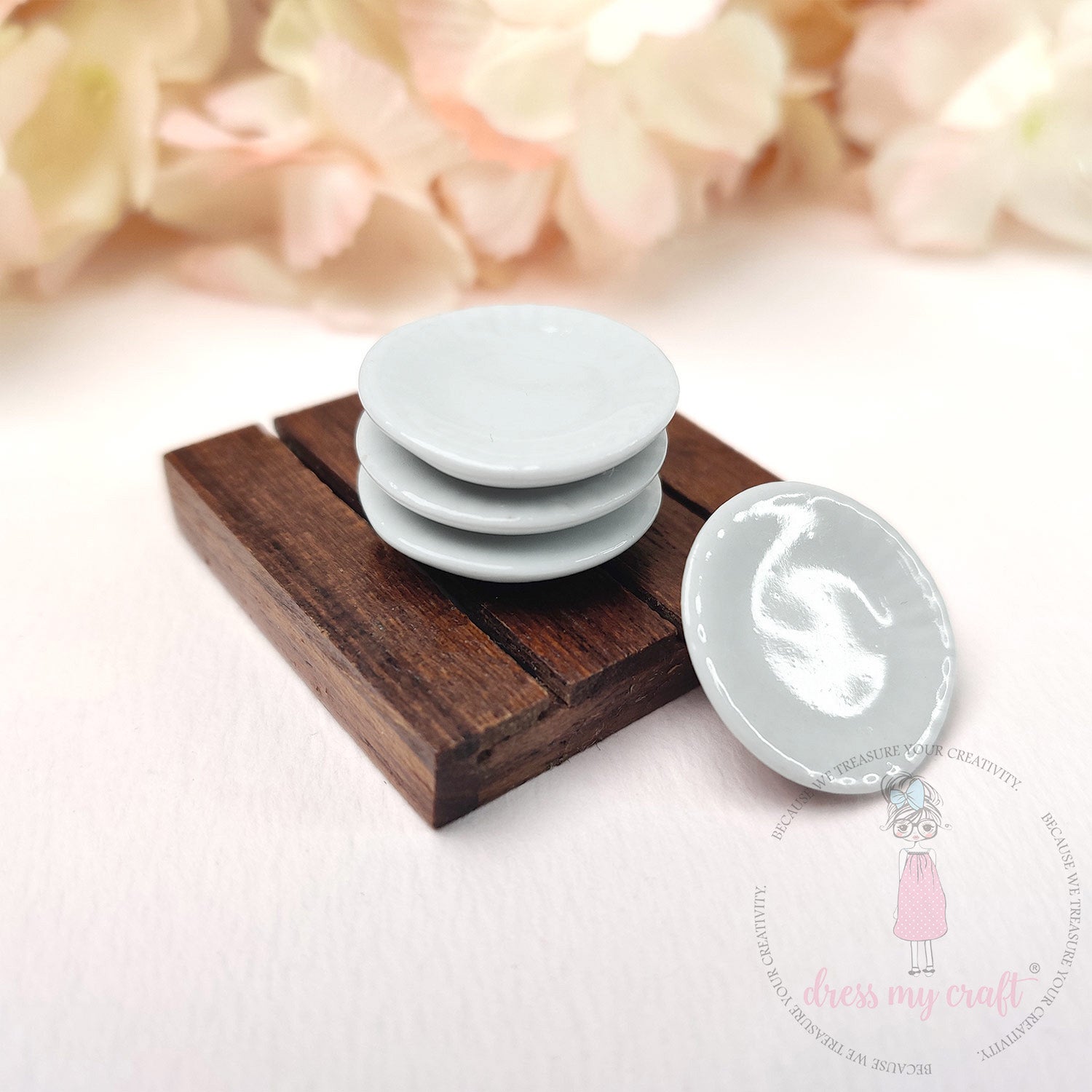 Miniature Round Plates - White