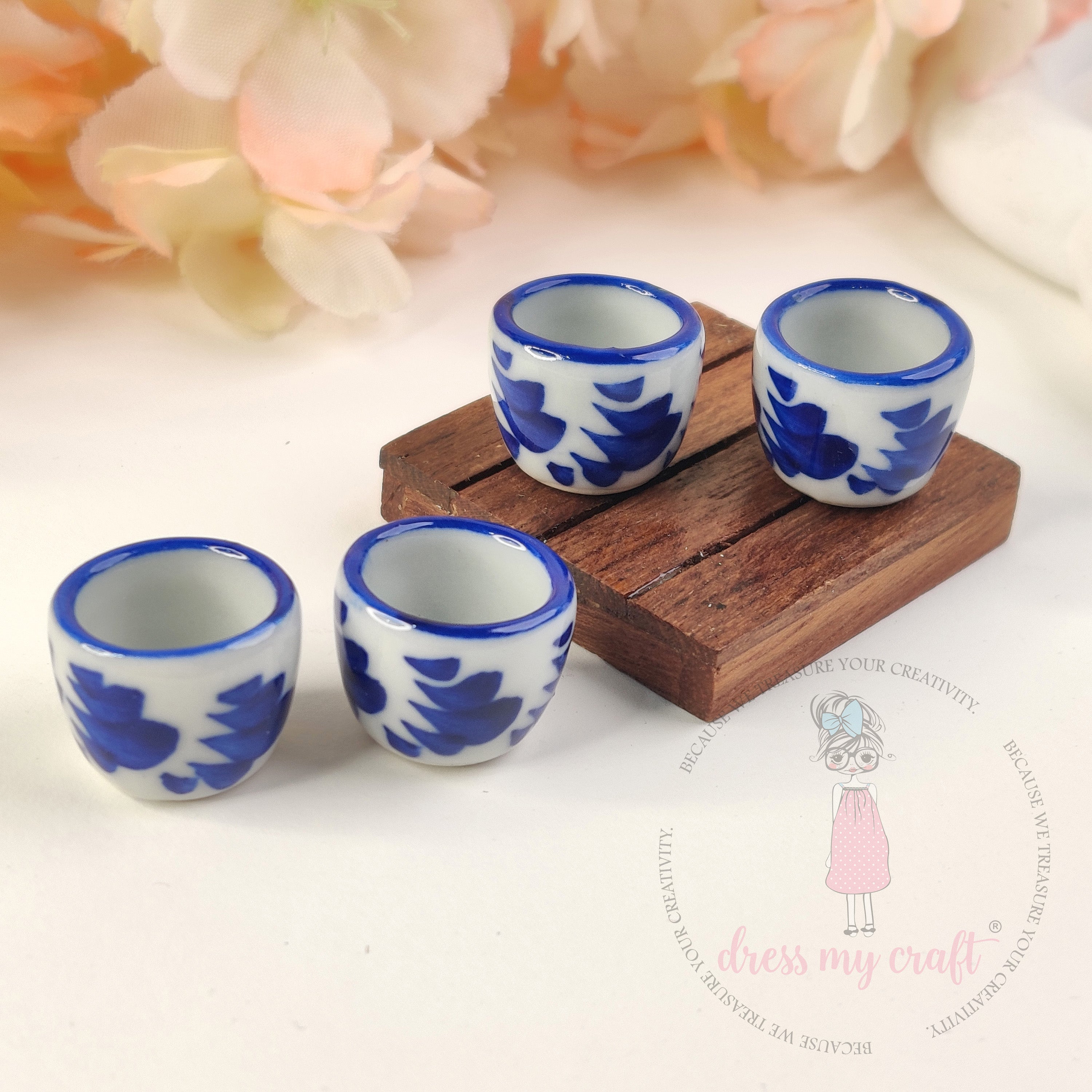 Miniature Printed Deep Bowl - Blue