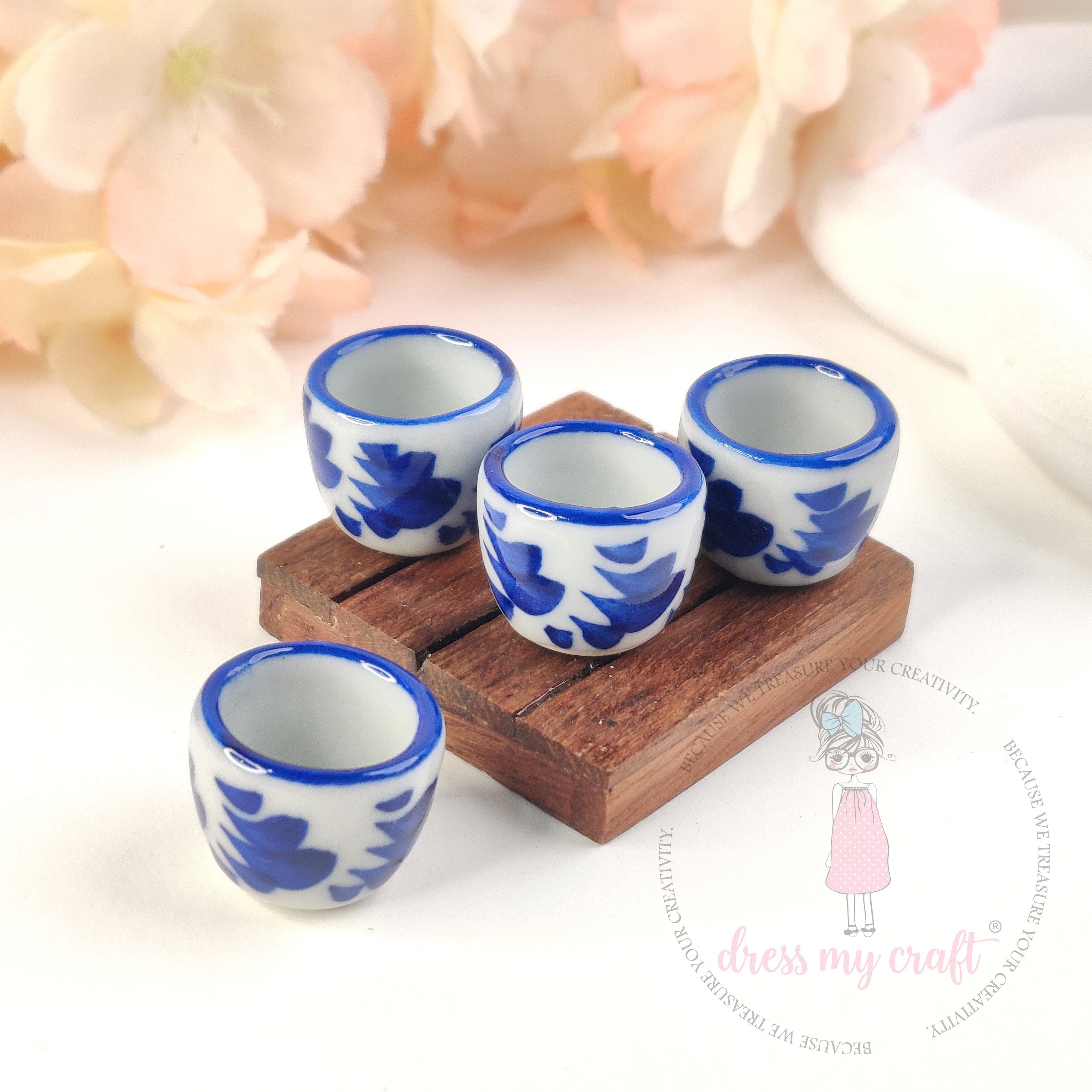 Miniature Printed Deep Bowl - Blue